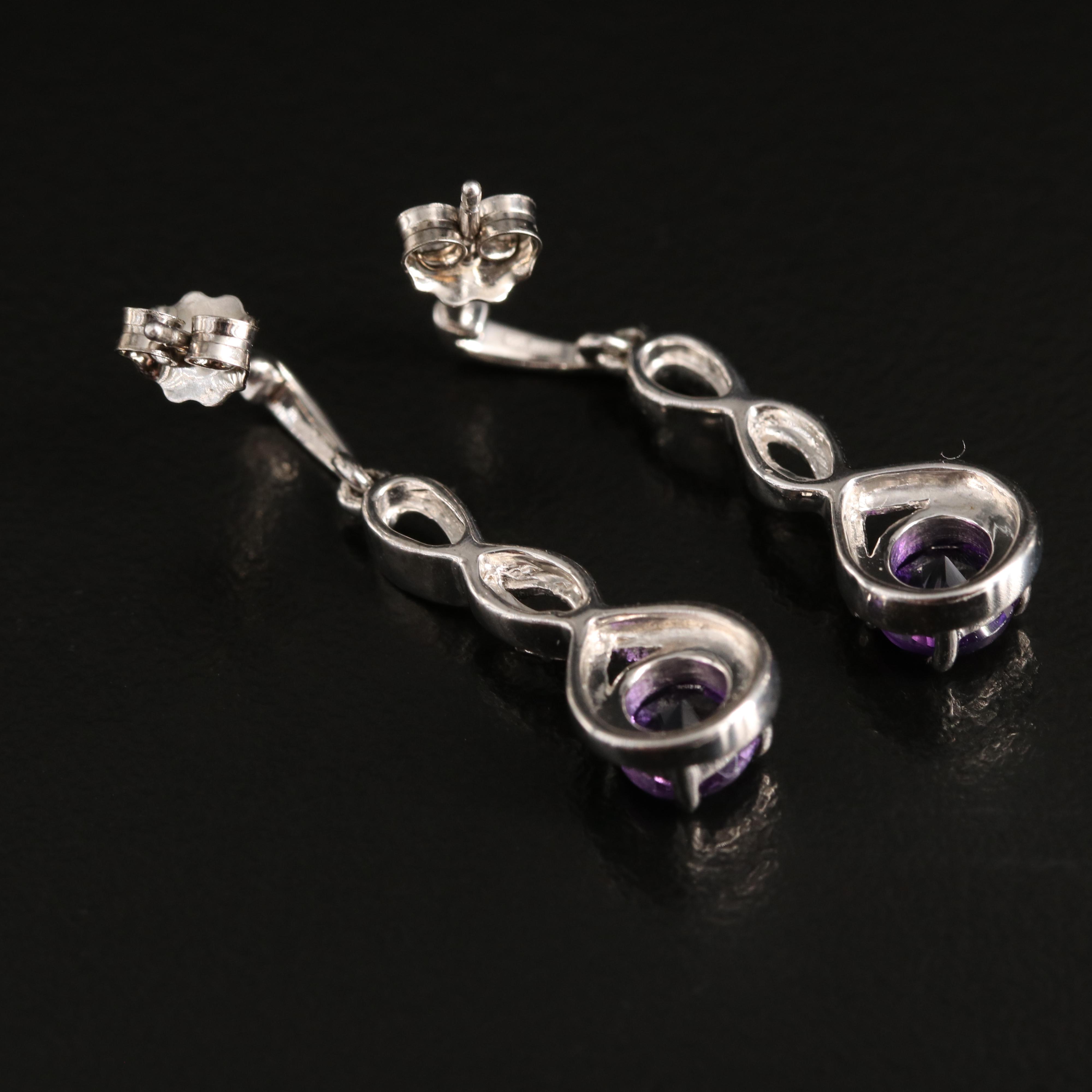 Sterling Amethyst and White Sapphire Earrings