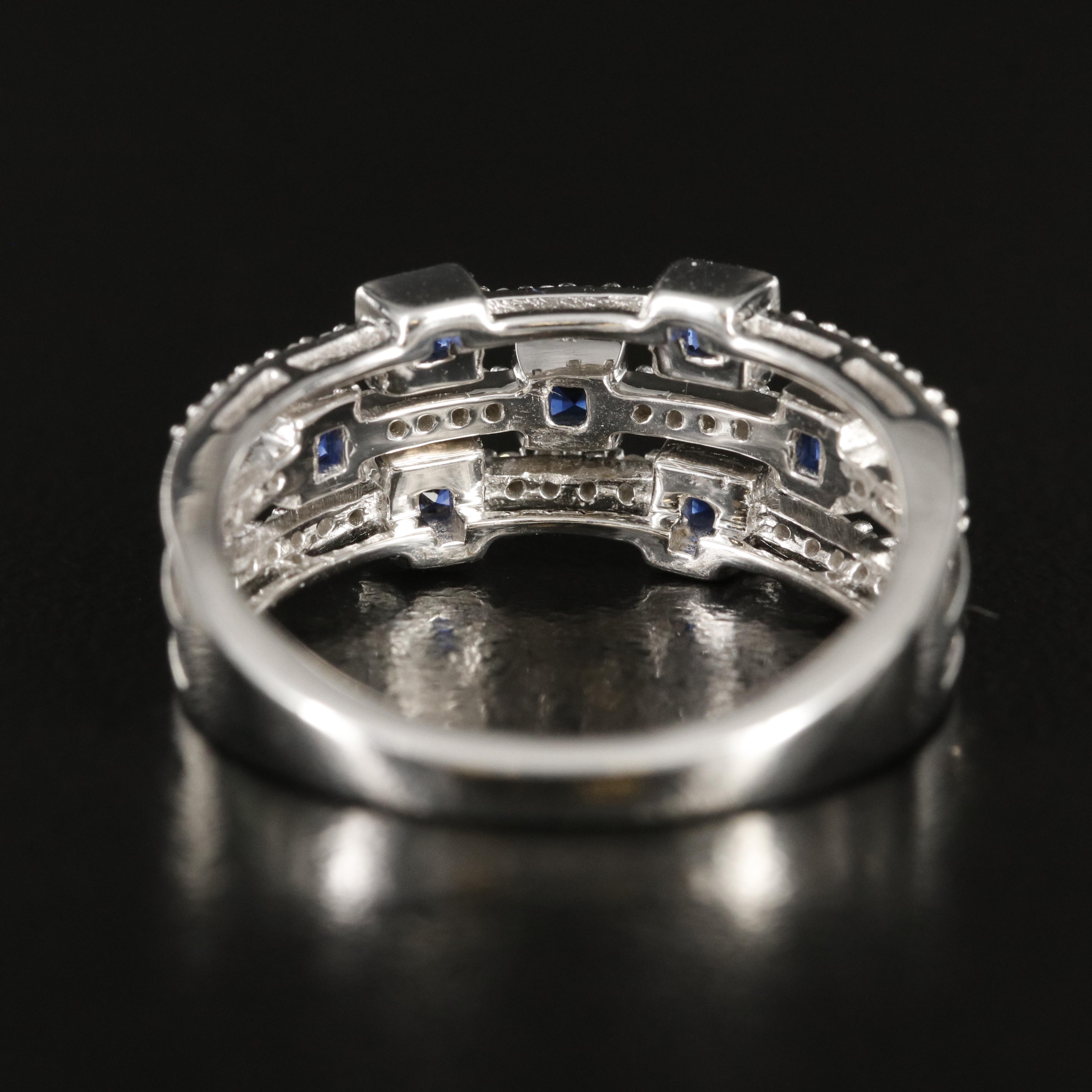 Sterling Sapphire and Diamond Ring