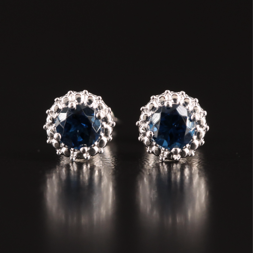 Sterling and Glass Stud Earrings