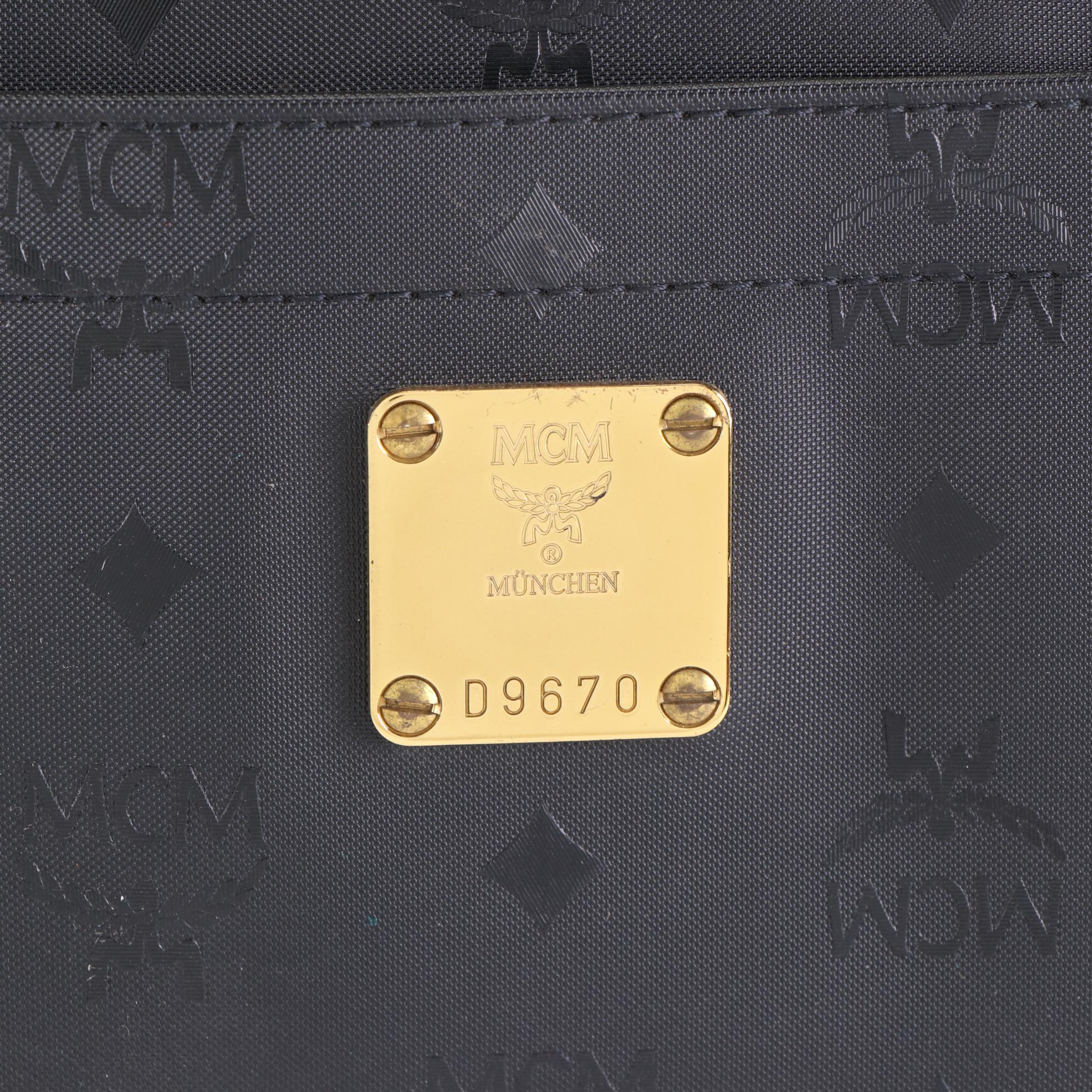 MCM Long Handle Tote Bag in Black Visetos Vinyl
