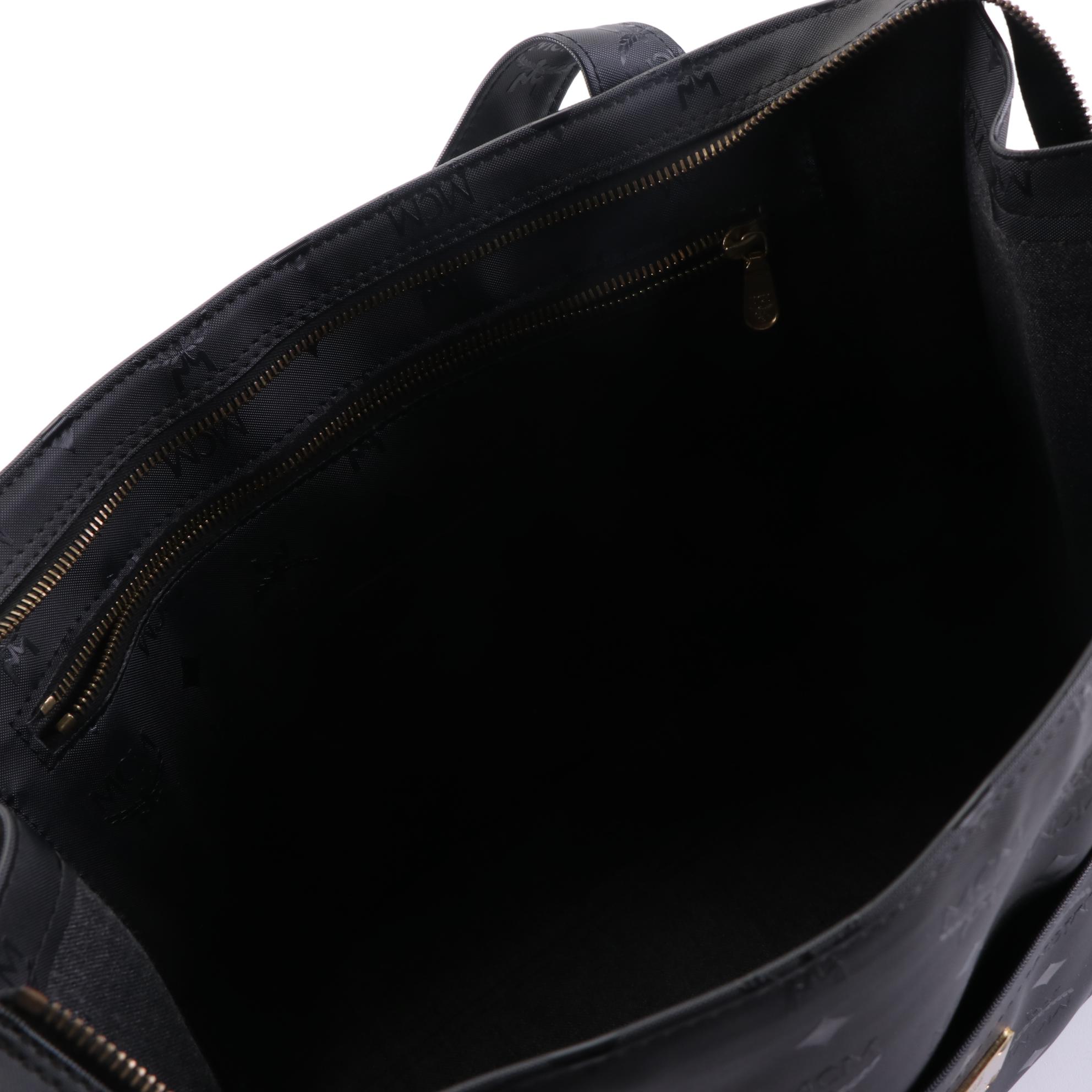 MCM Long Handle Tote Bag in Black Visetos Vinyl