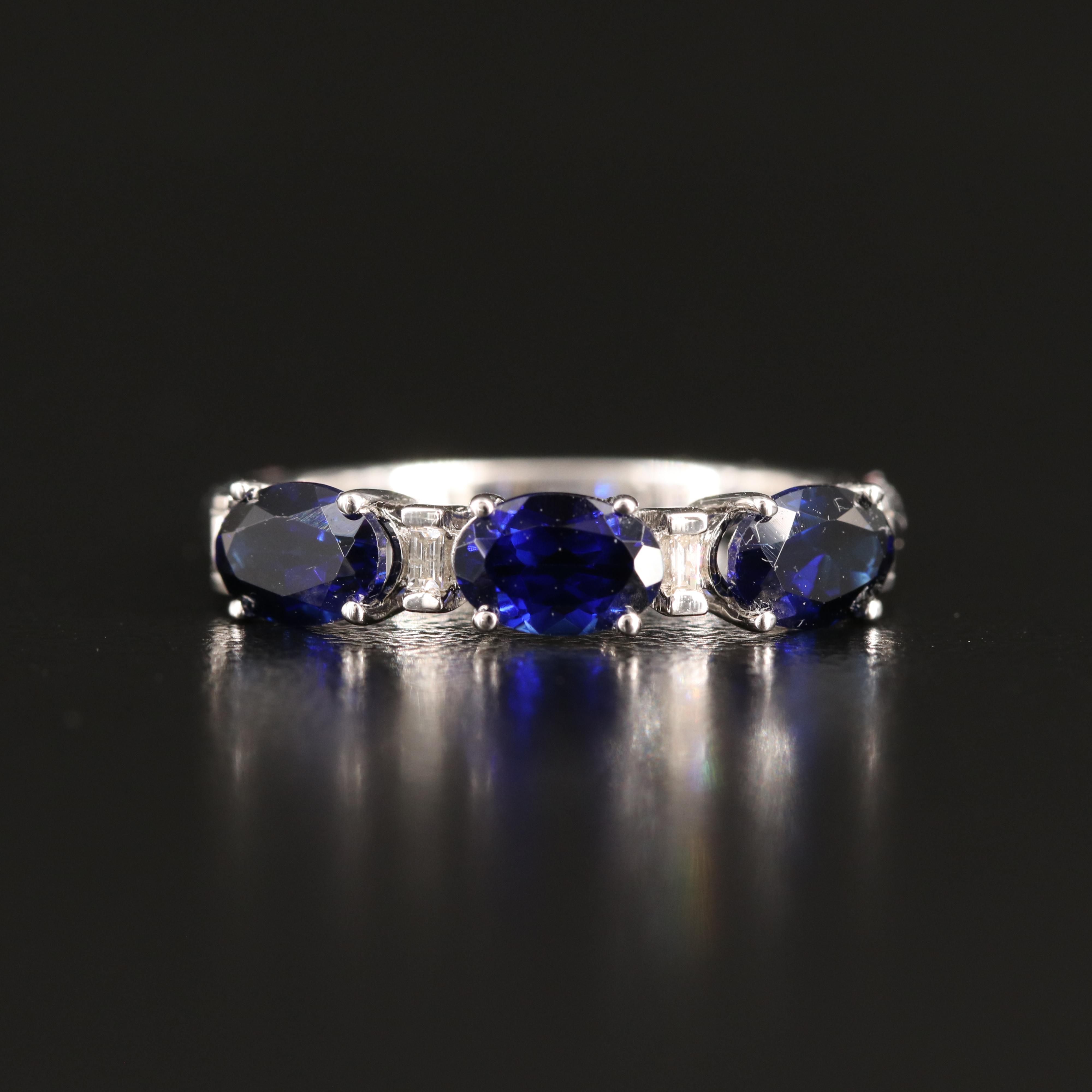 Sterling Sapphire and Diamond Ring
