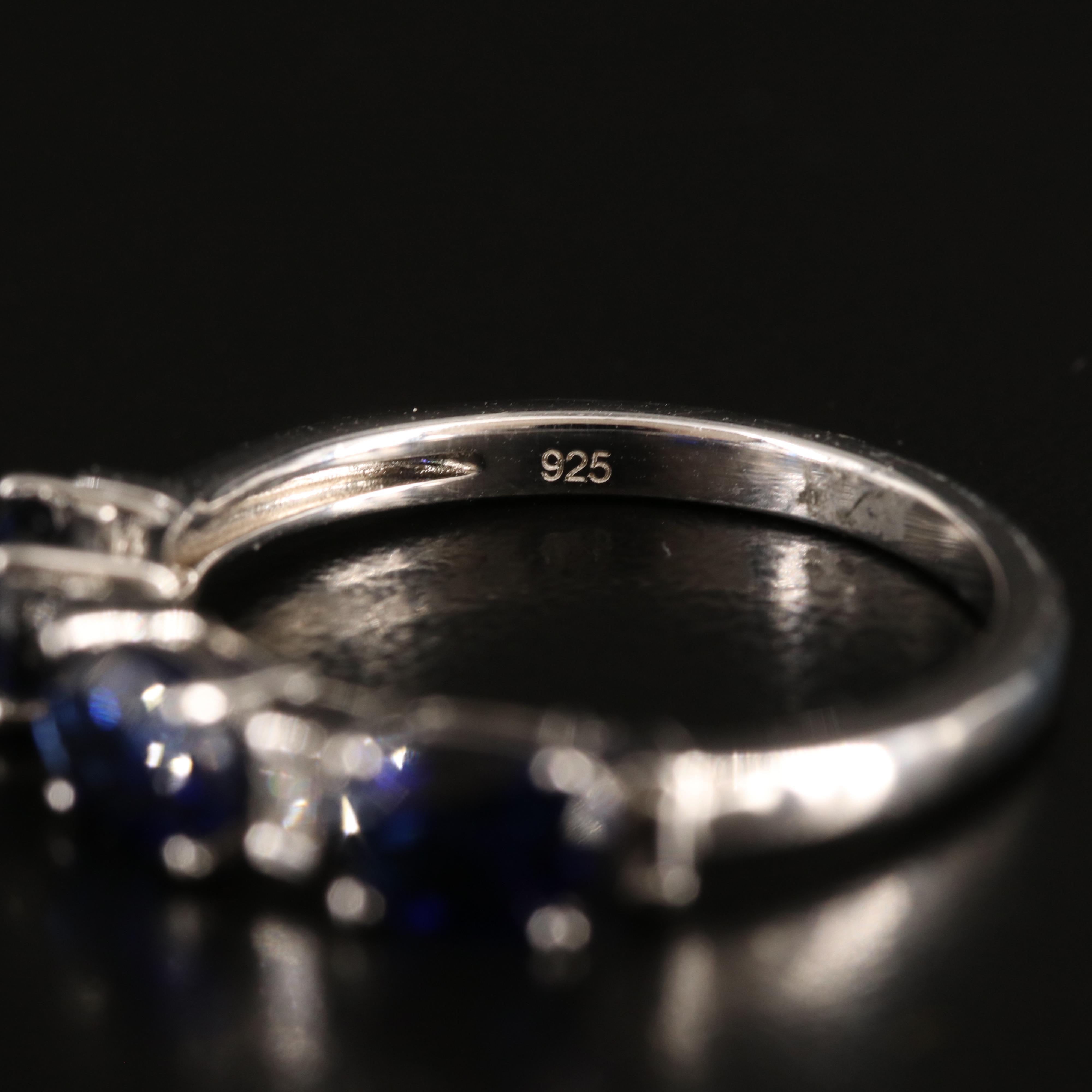 Sterling Sapphire and Diamond Ring