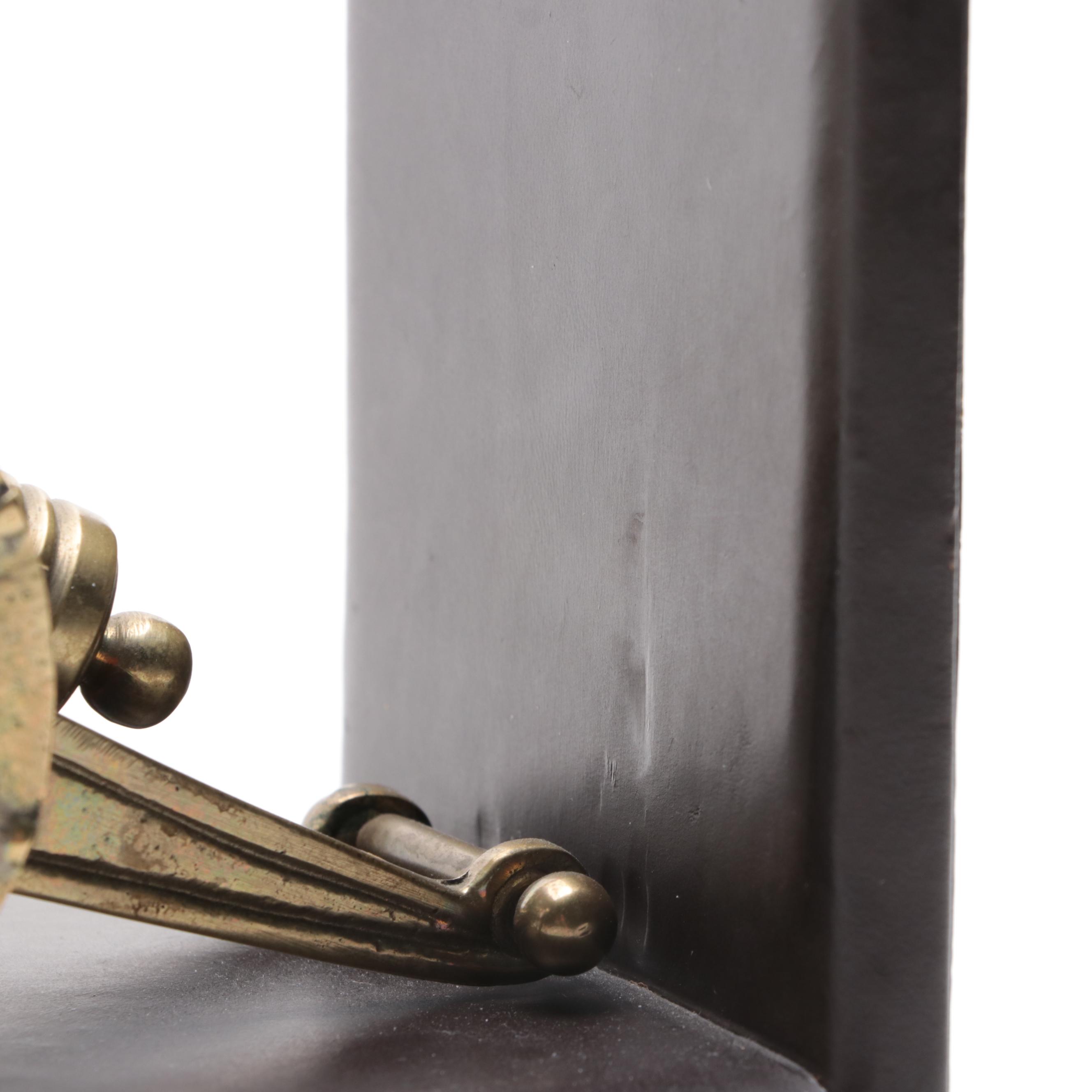 Leather Wrapped Bookends with Models of Brass Cannons EBTH