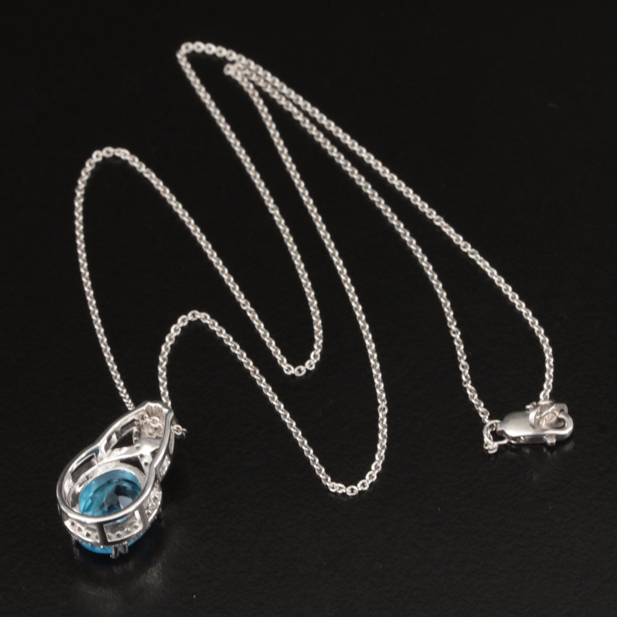 Sterling Sky Blue Topaz and White Sapphire Pendant Necklace