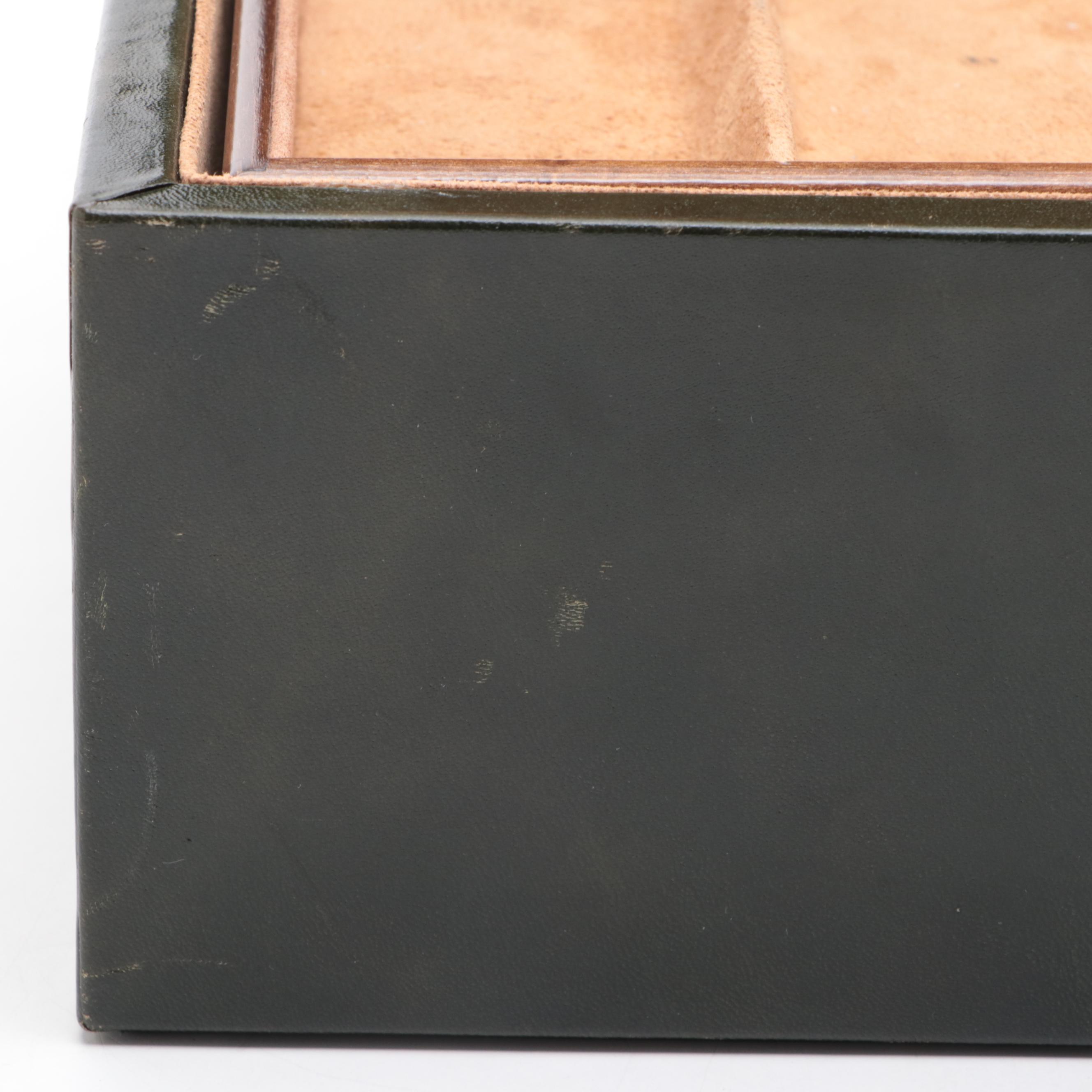 Harrods Leather Jewelry Box with Interior Trays