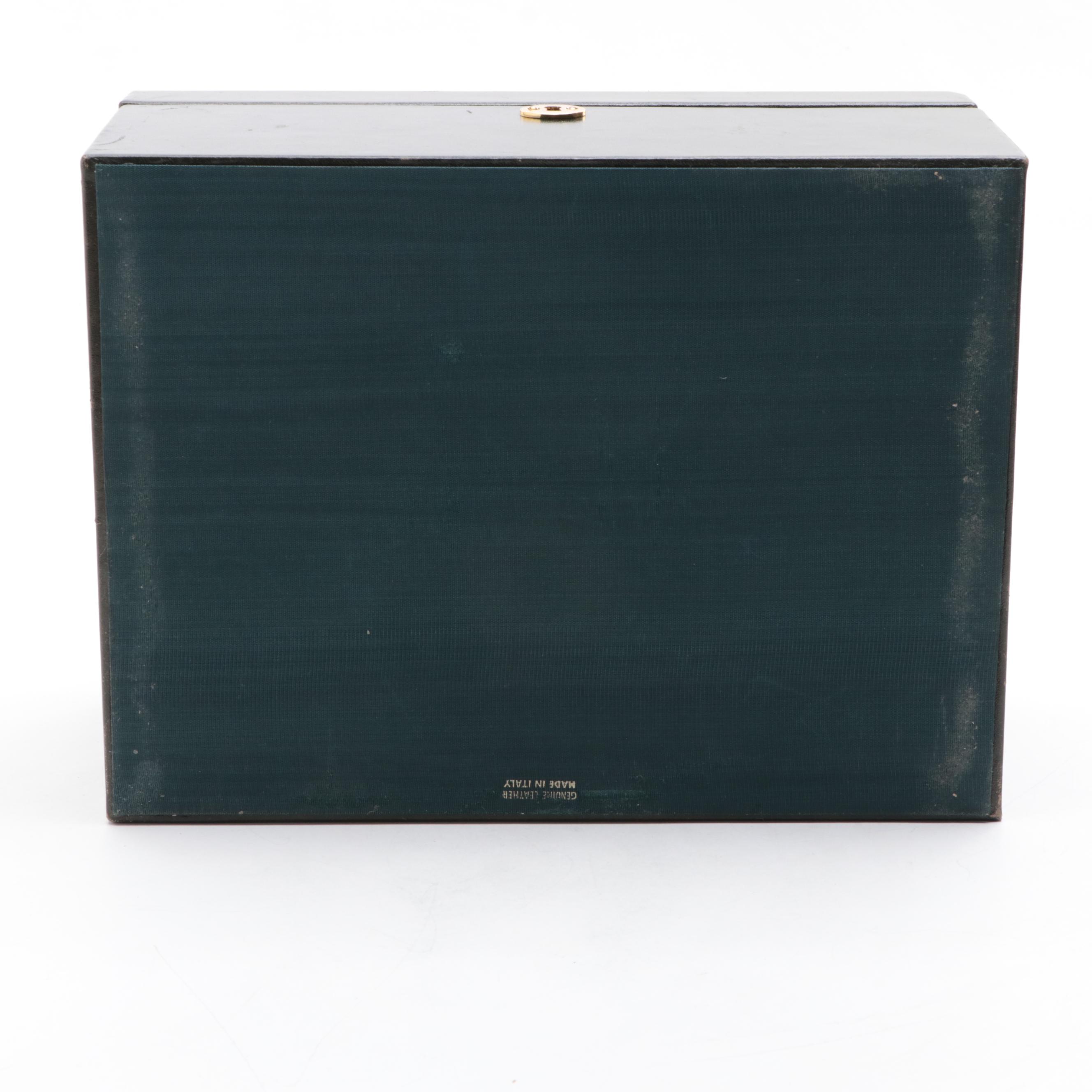 Harrods Leather Jewelry Box with Interior Trays