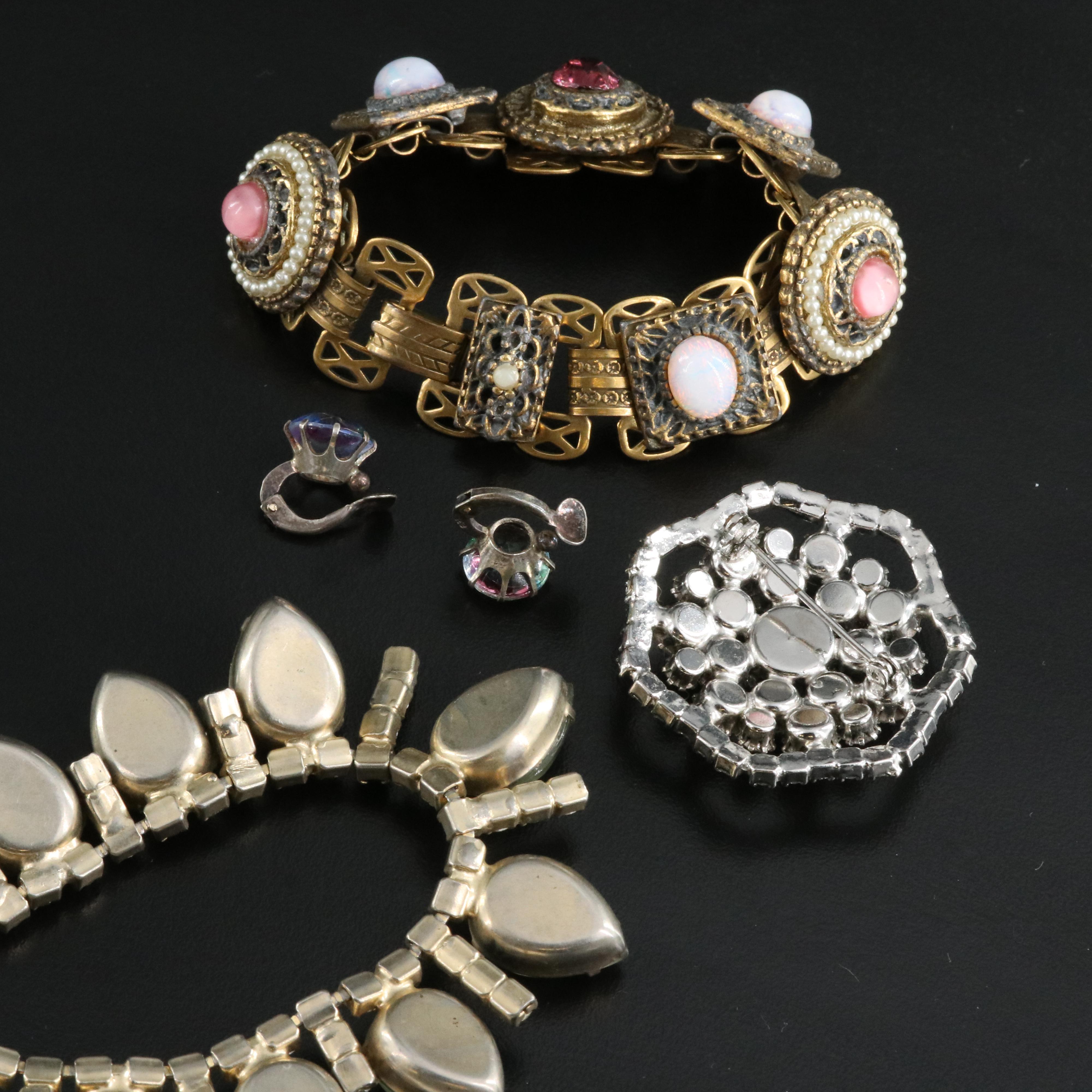 Jomaz, Iris Glass and 835 Silver Rhinestone Jewelry Selection