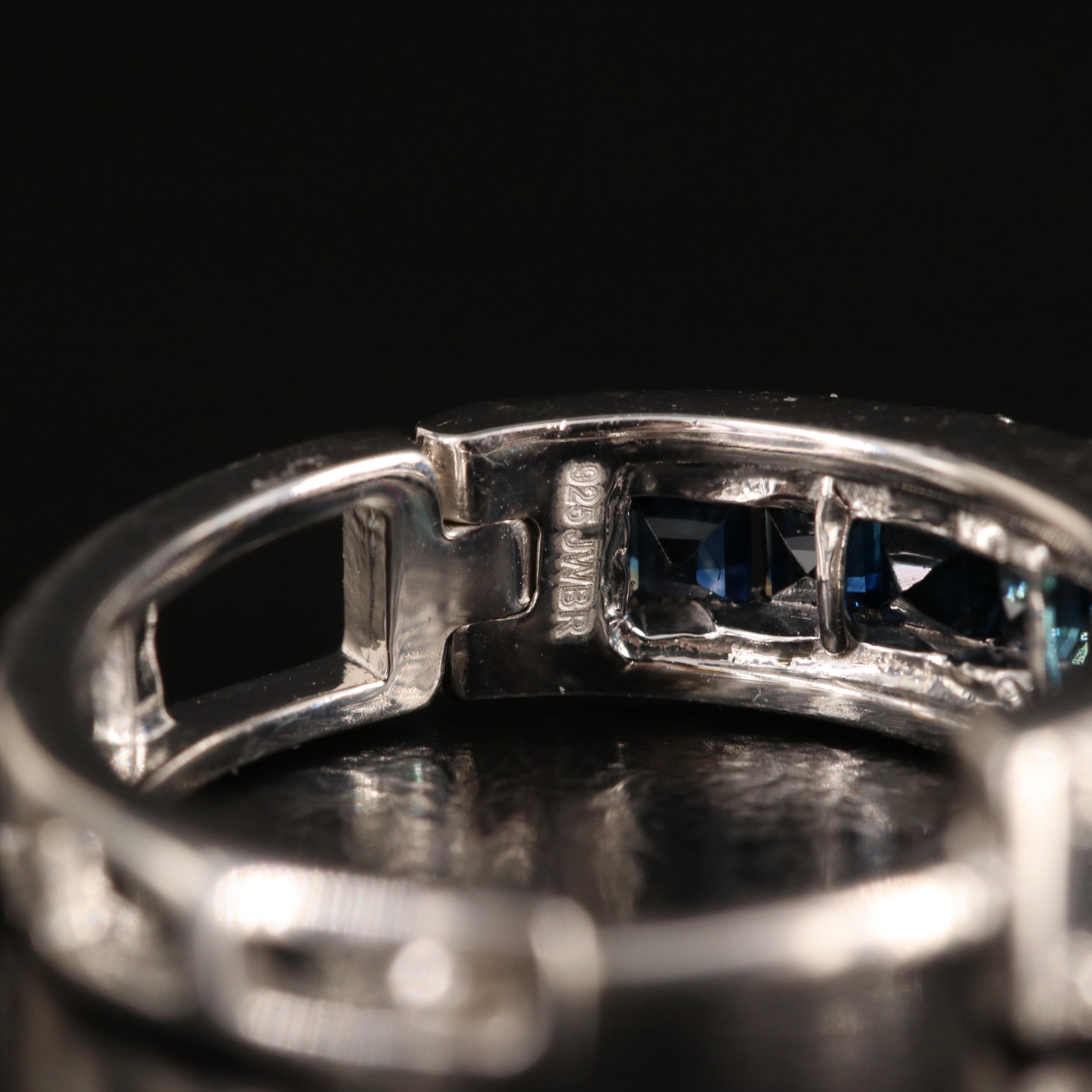 Sterling Sapphire and Diamond Huggie Hoop Earrings