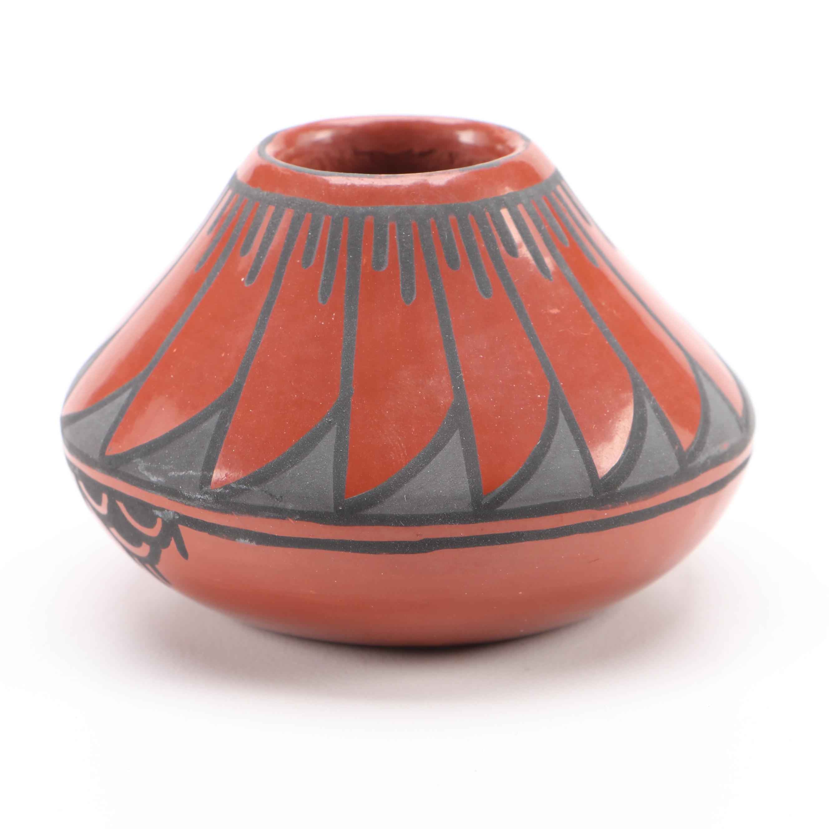 Annette Vigil Signed Santa Clara Pueblo Black on Red Pottery Olla