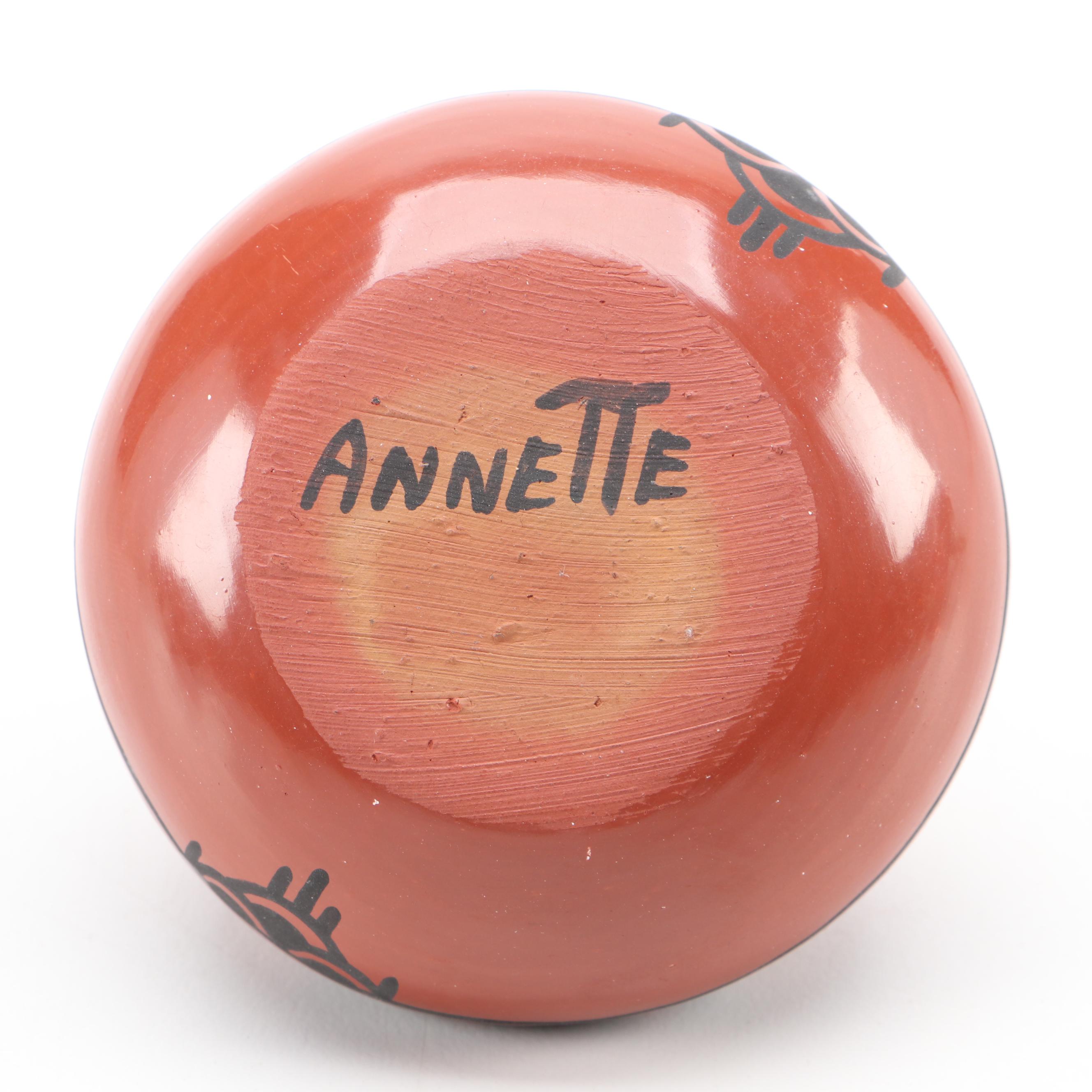 Annette Vigil Signed Santa Clara Pueblo Black on Red Pottery Olla