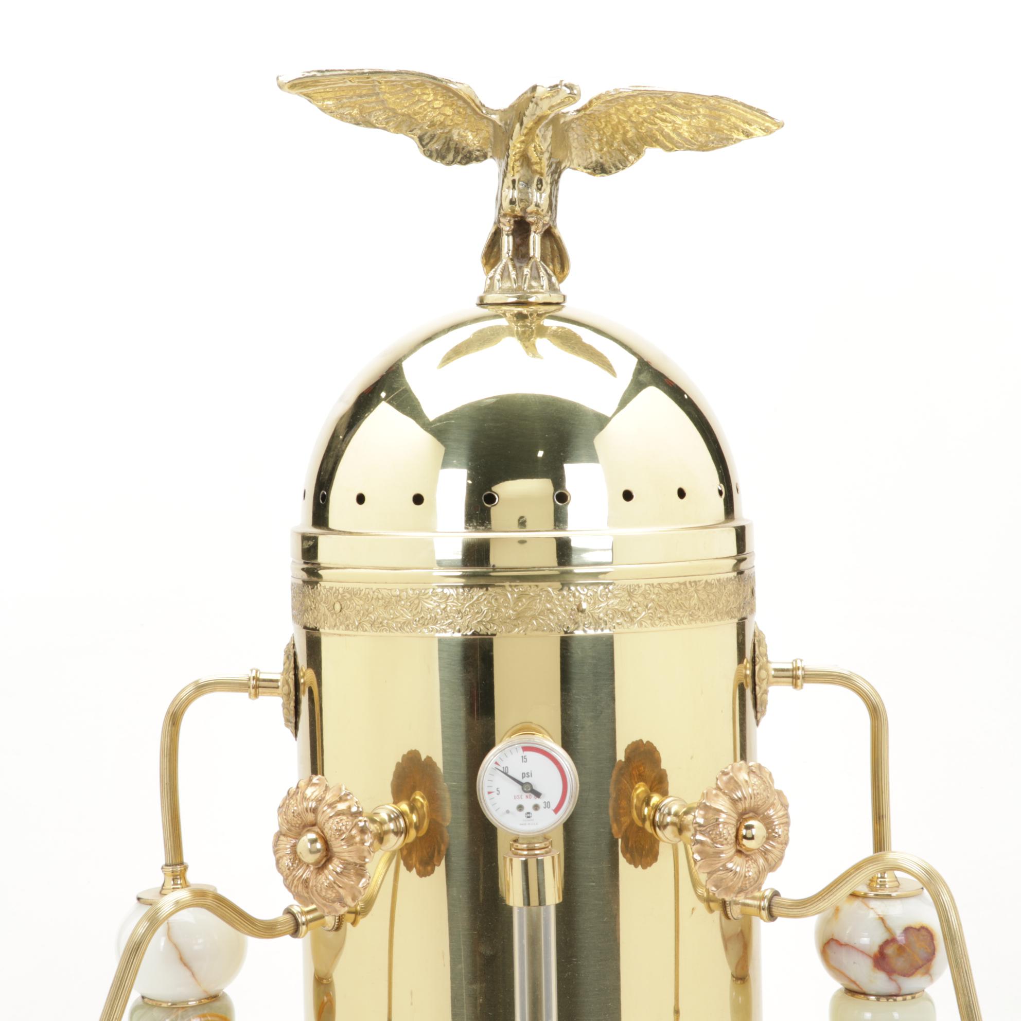 Lacquered Brass Cappuccino Coffee Maker Dome on Base