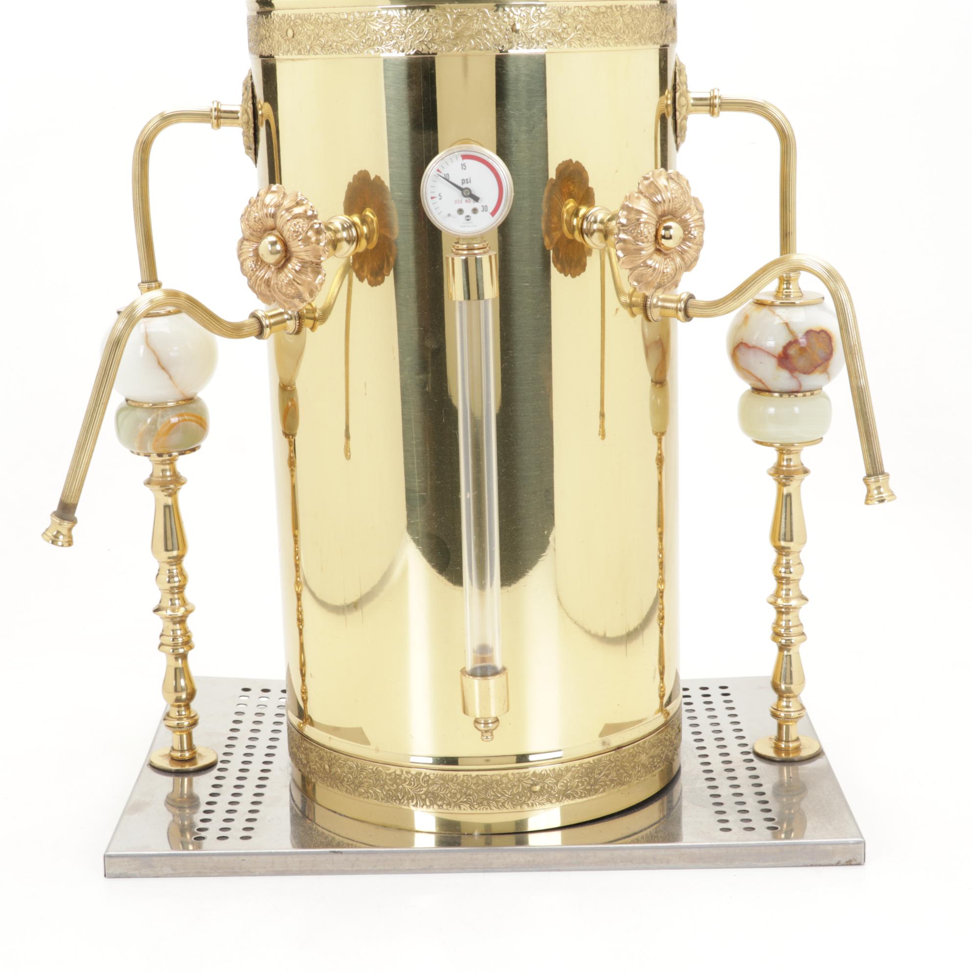 Lacquered Brass Cappuccino Coffee Maker Dome on Base