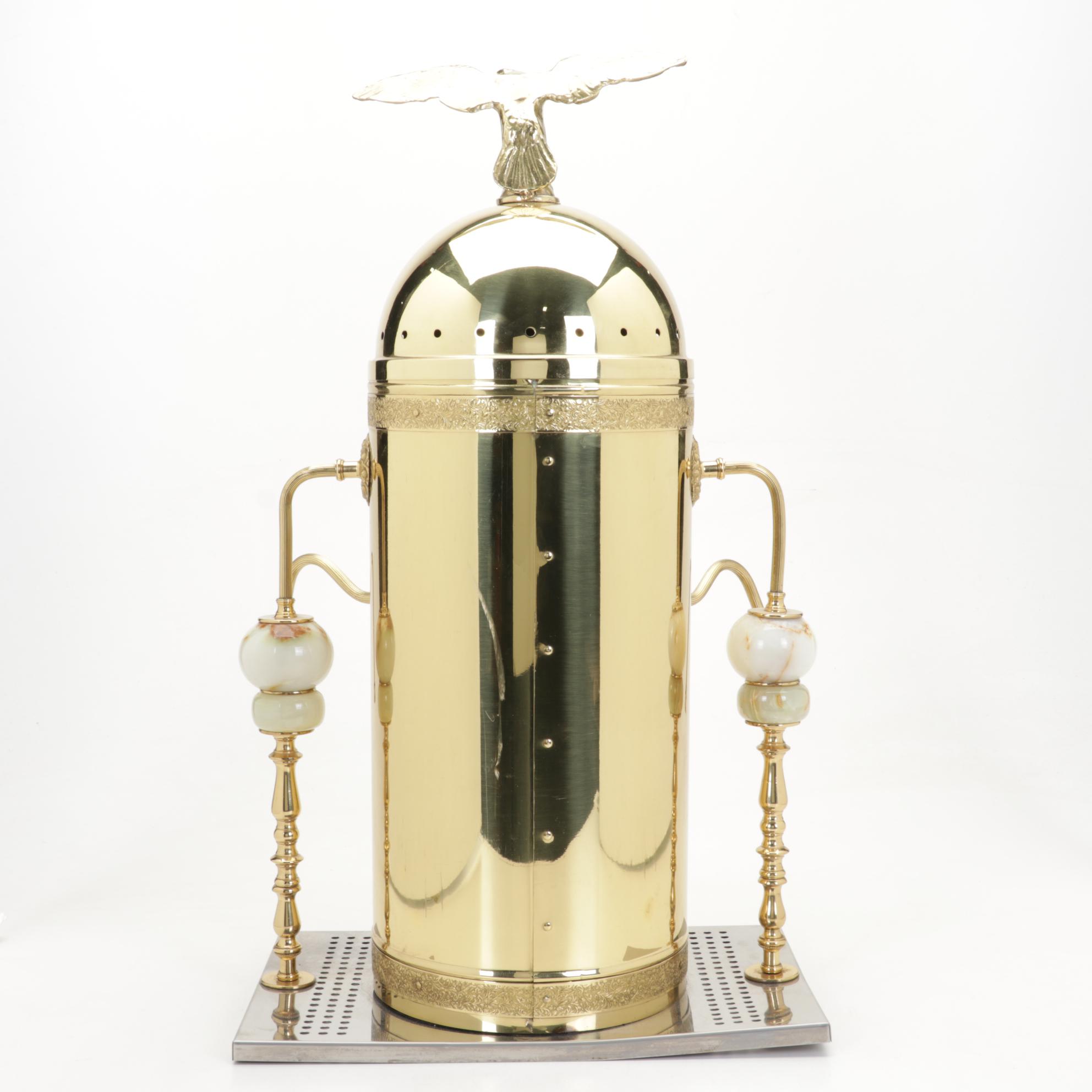 Lacquered Brass Cappuccino Coffee Maker Dome on Base
