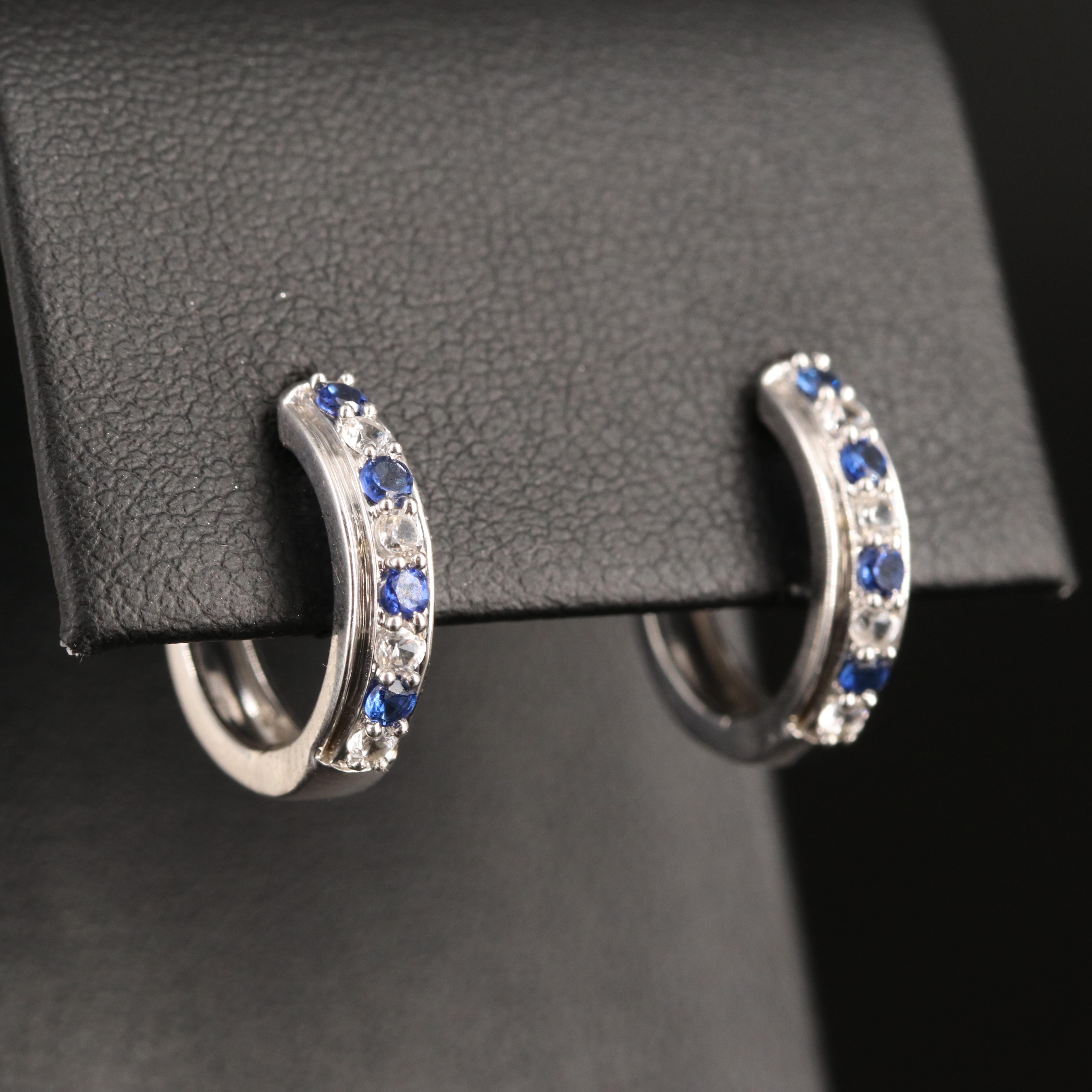 Sterling Sapphire Huggie Hoop Earrings
