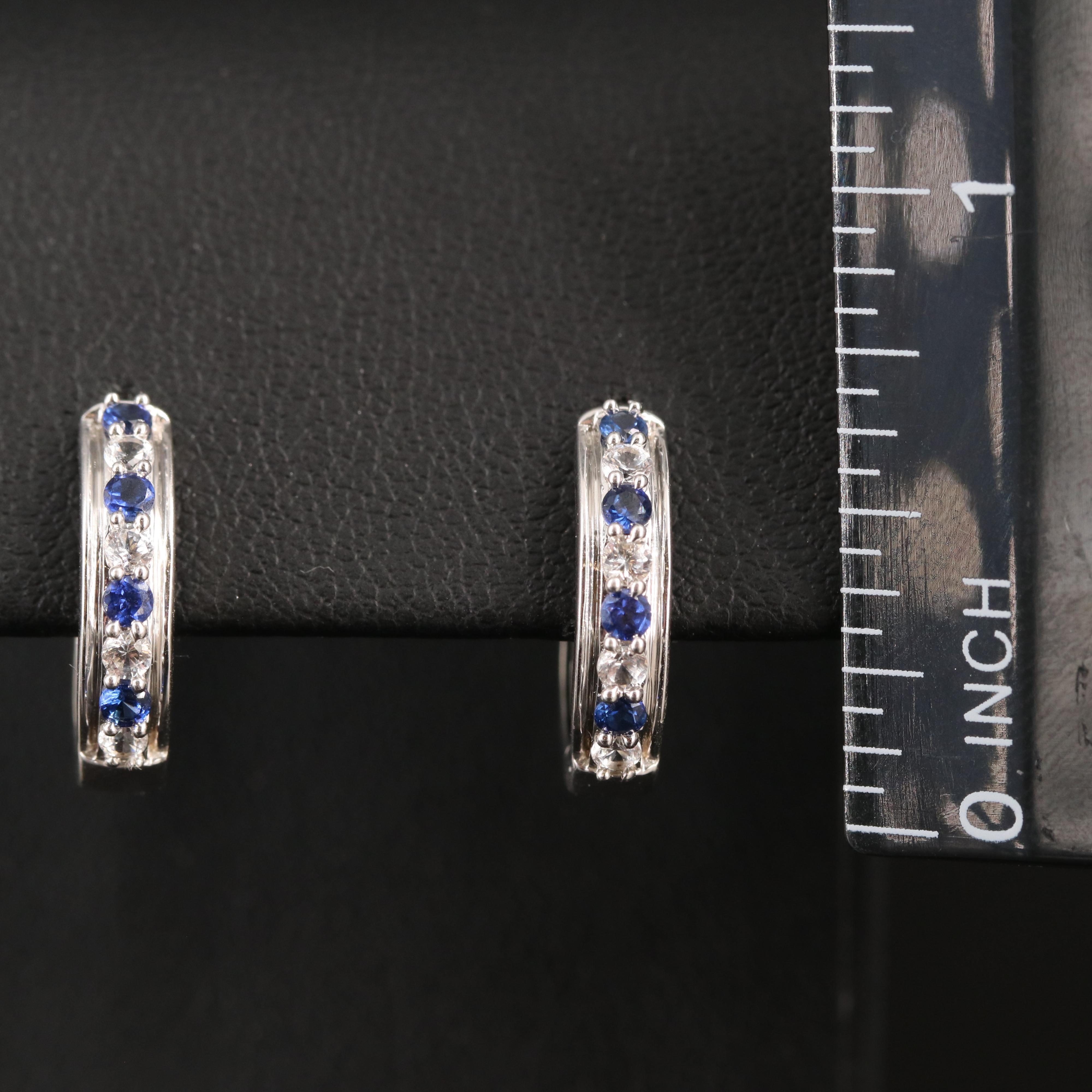 Sterling Sapphire Huggie Hoop Earrings
