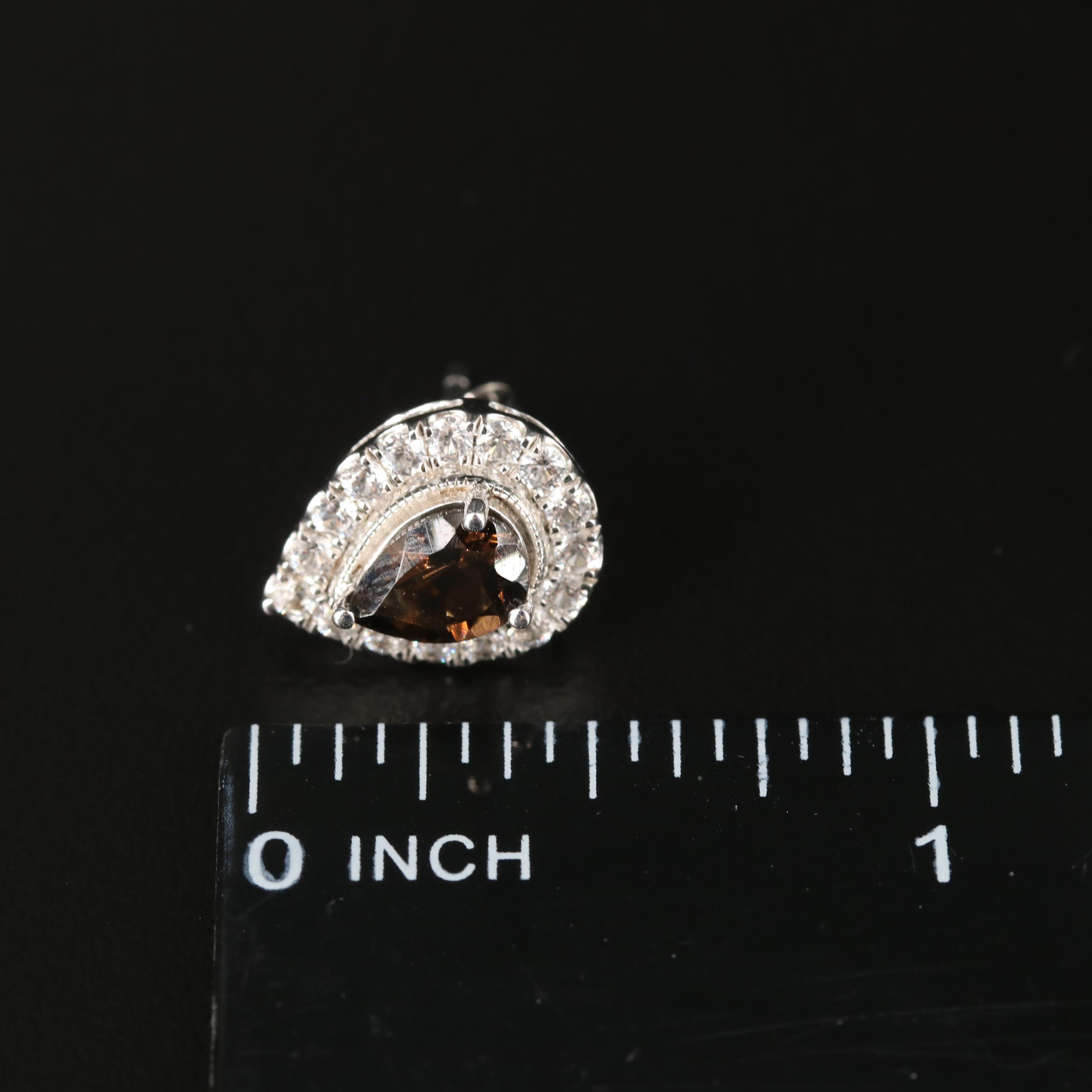 Sterling Smoky Quartz and Sapphire Earrings