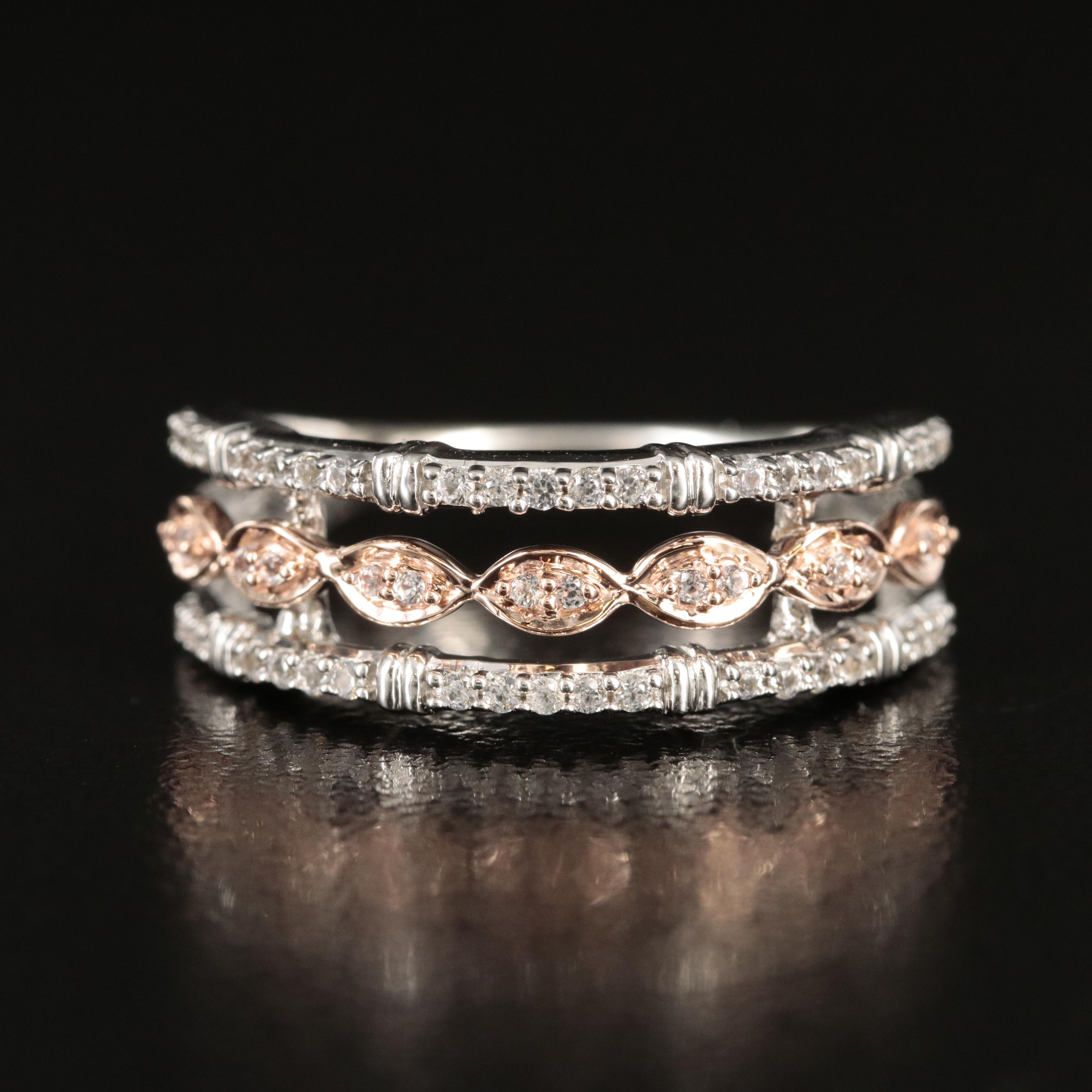 Sterling Sapphire Ring with 10K Rose Gold Accent