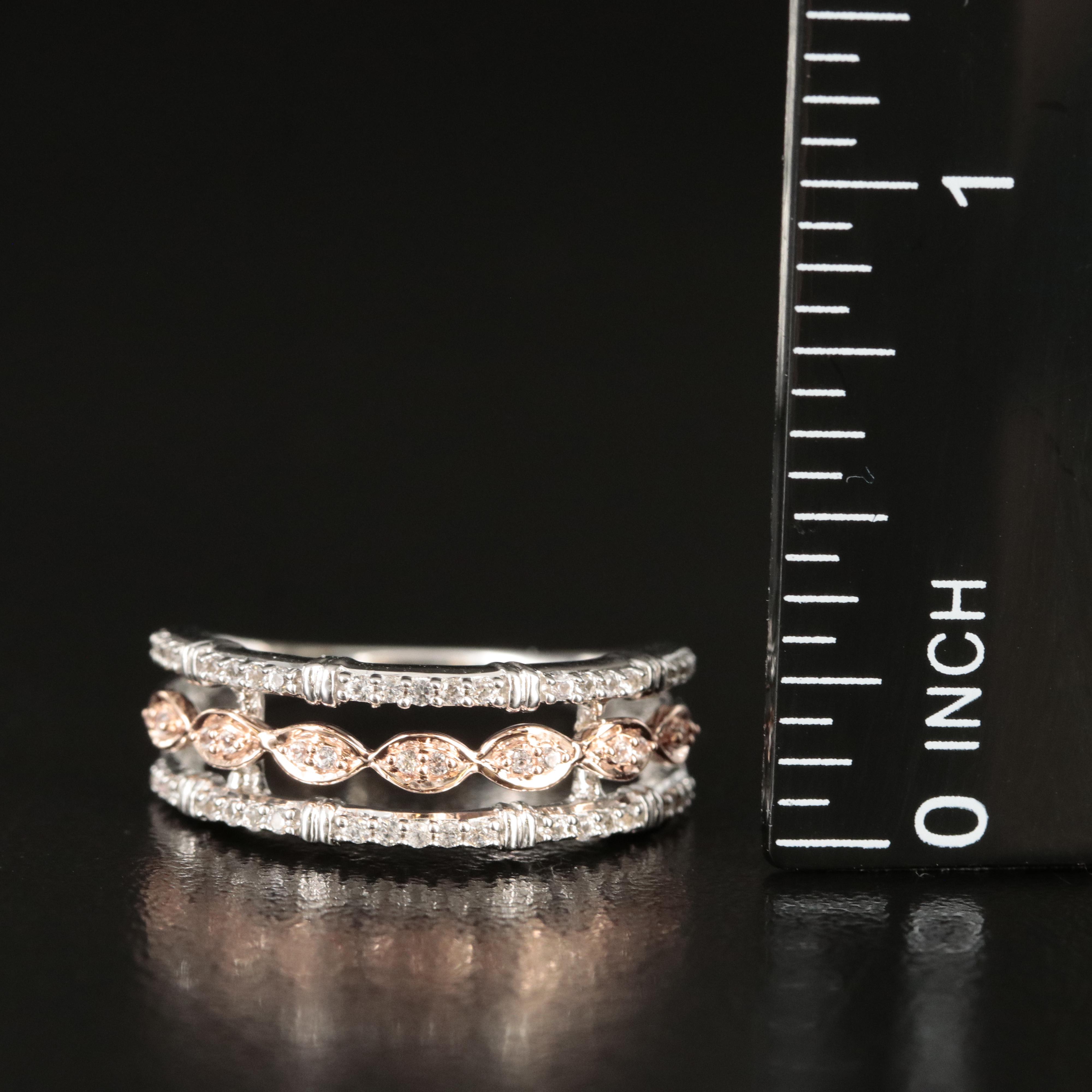 Sterling Sapphire Ring with 10K Rose Gold Accent