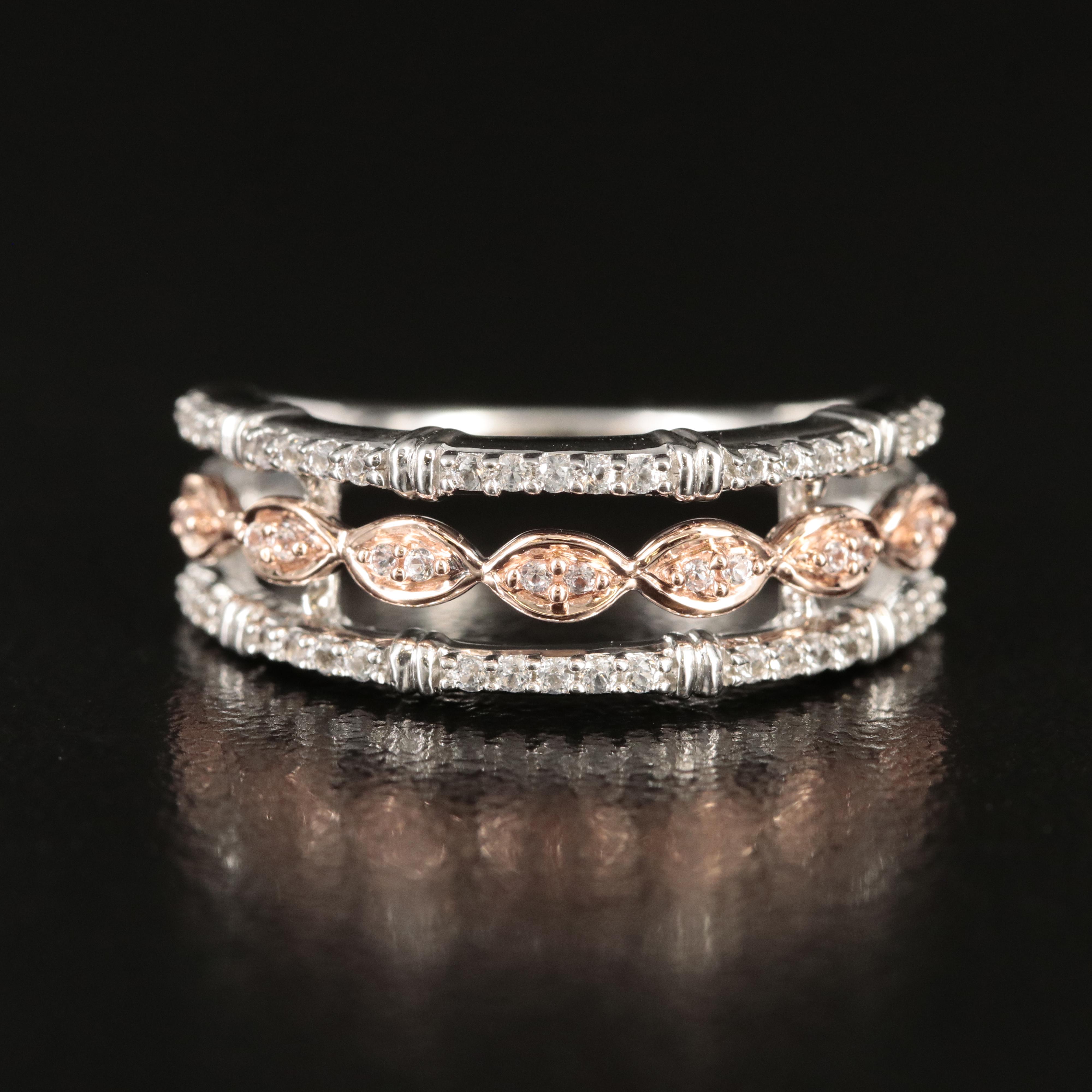 Sterling Sapphire Ring with 10K Rose Gold Accent