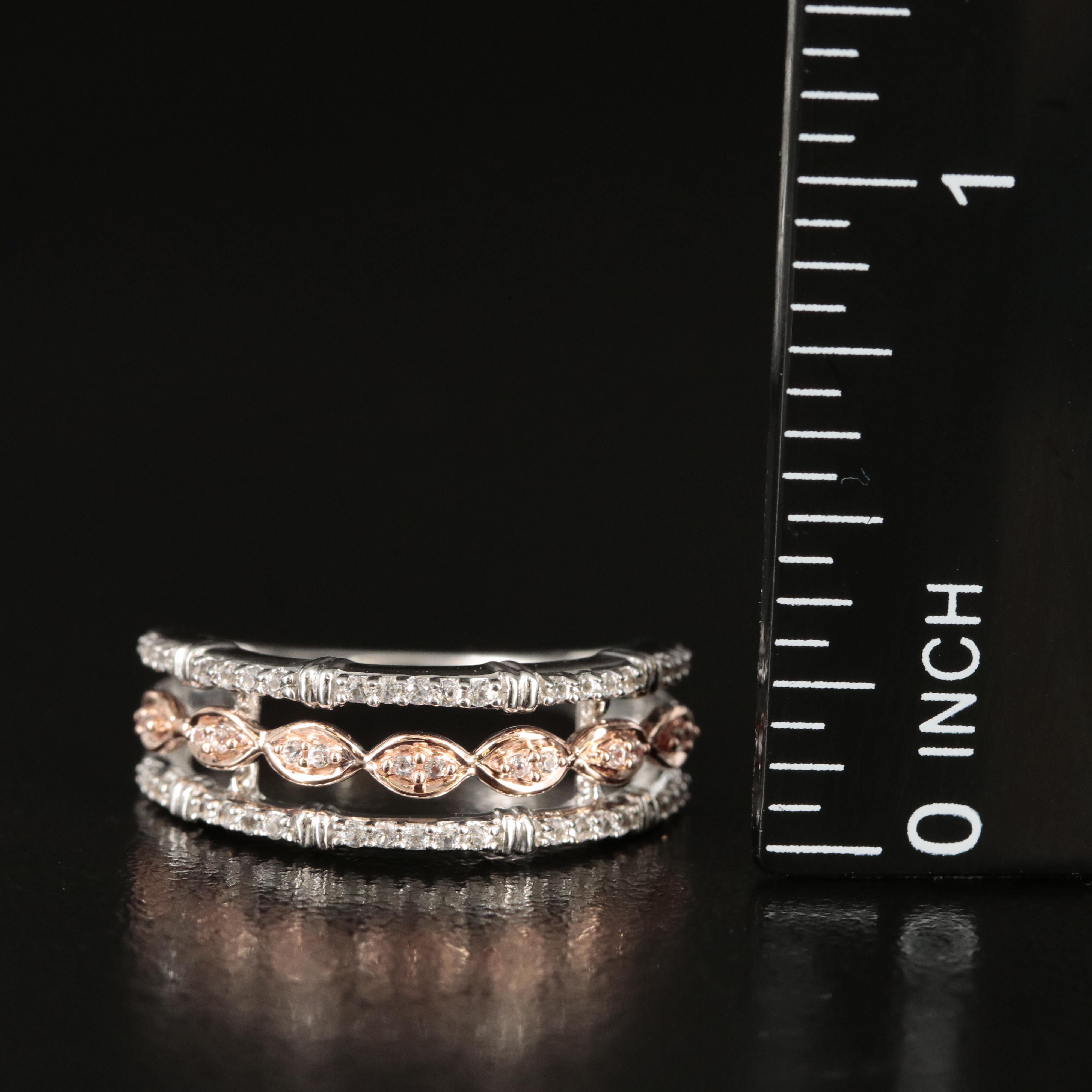 Sterling Sapphire Ring with 10K Rose Gold Accent