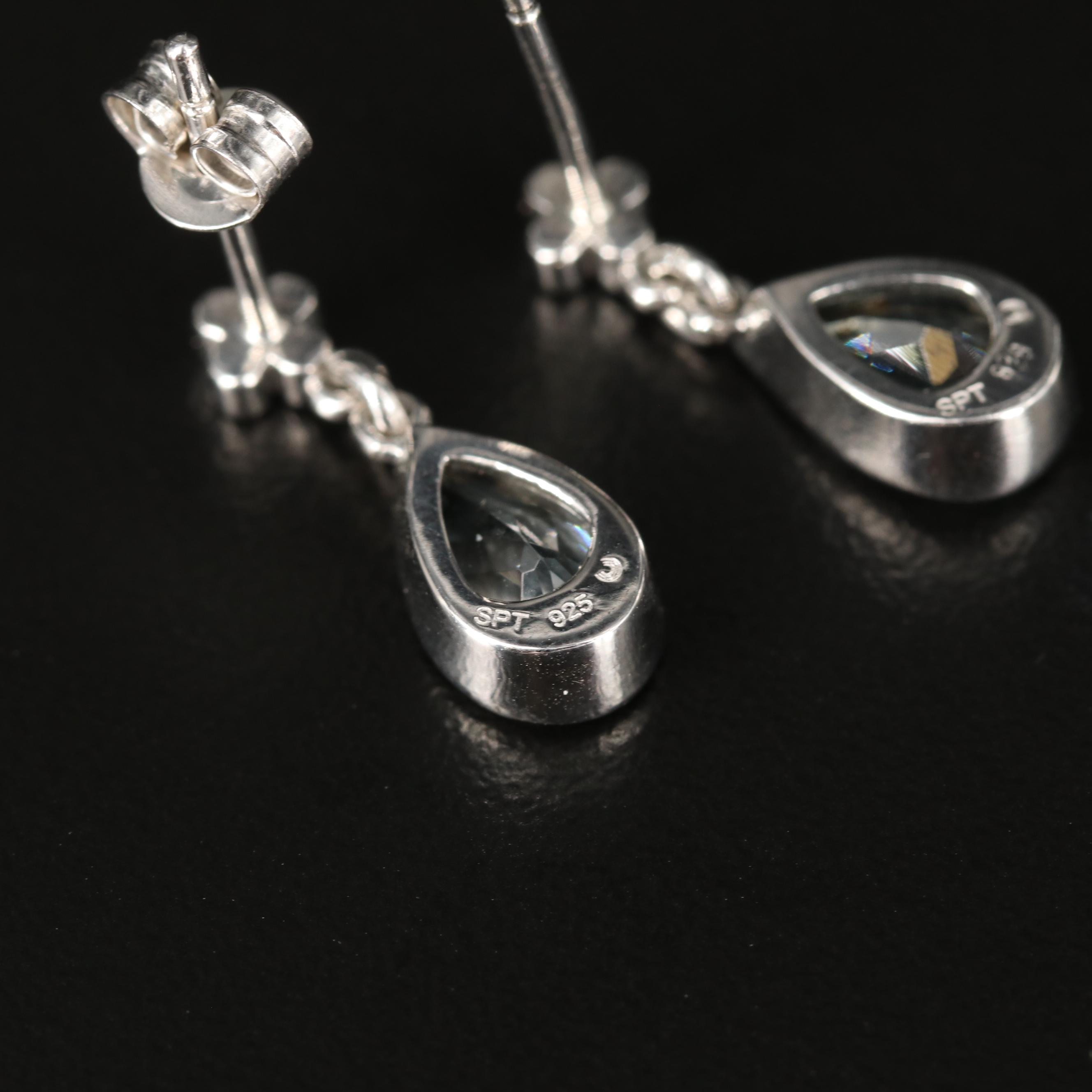 Sterling Silver Aquamarine Floral Earrings