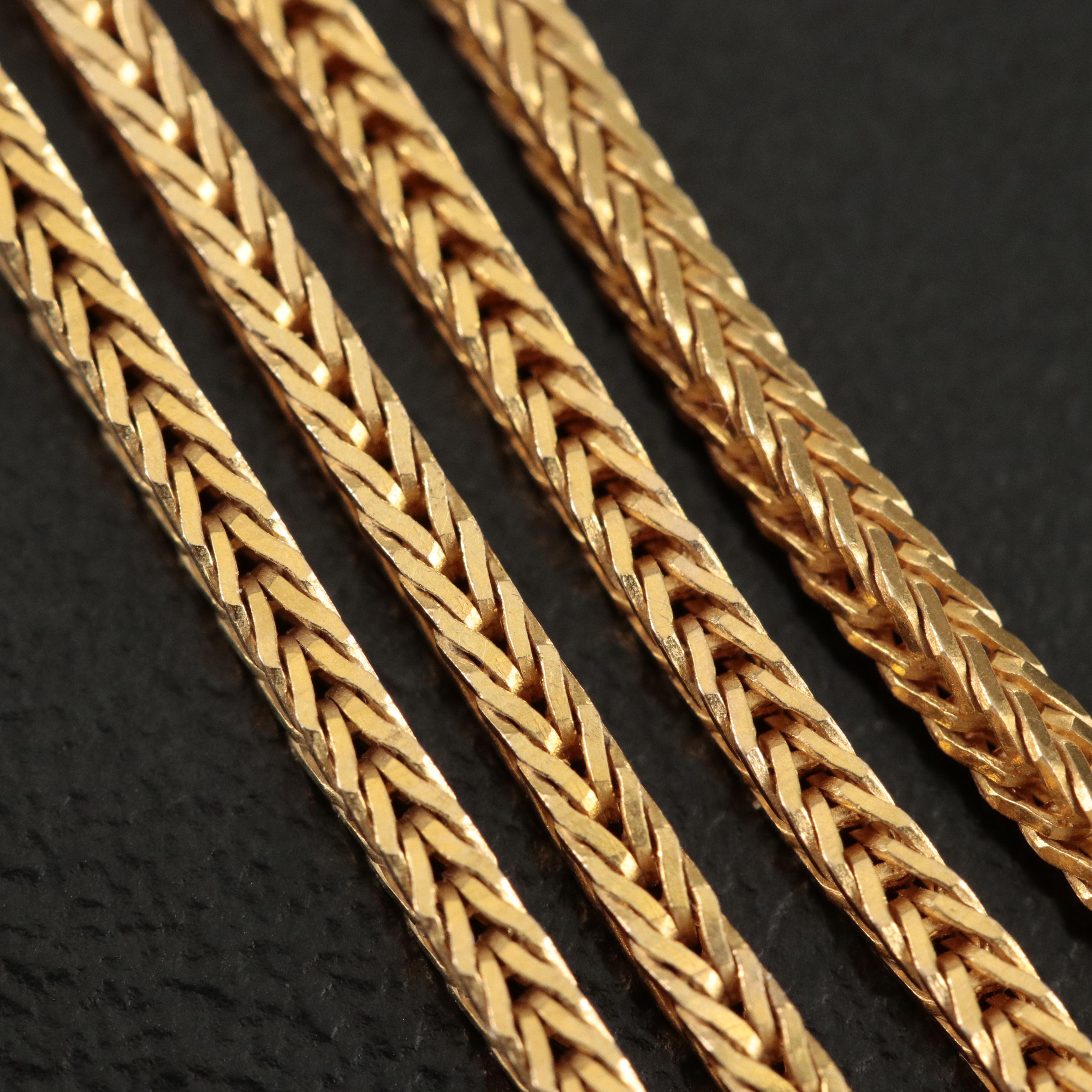 Italian 14K Square Wheat Chain Necklace