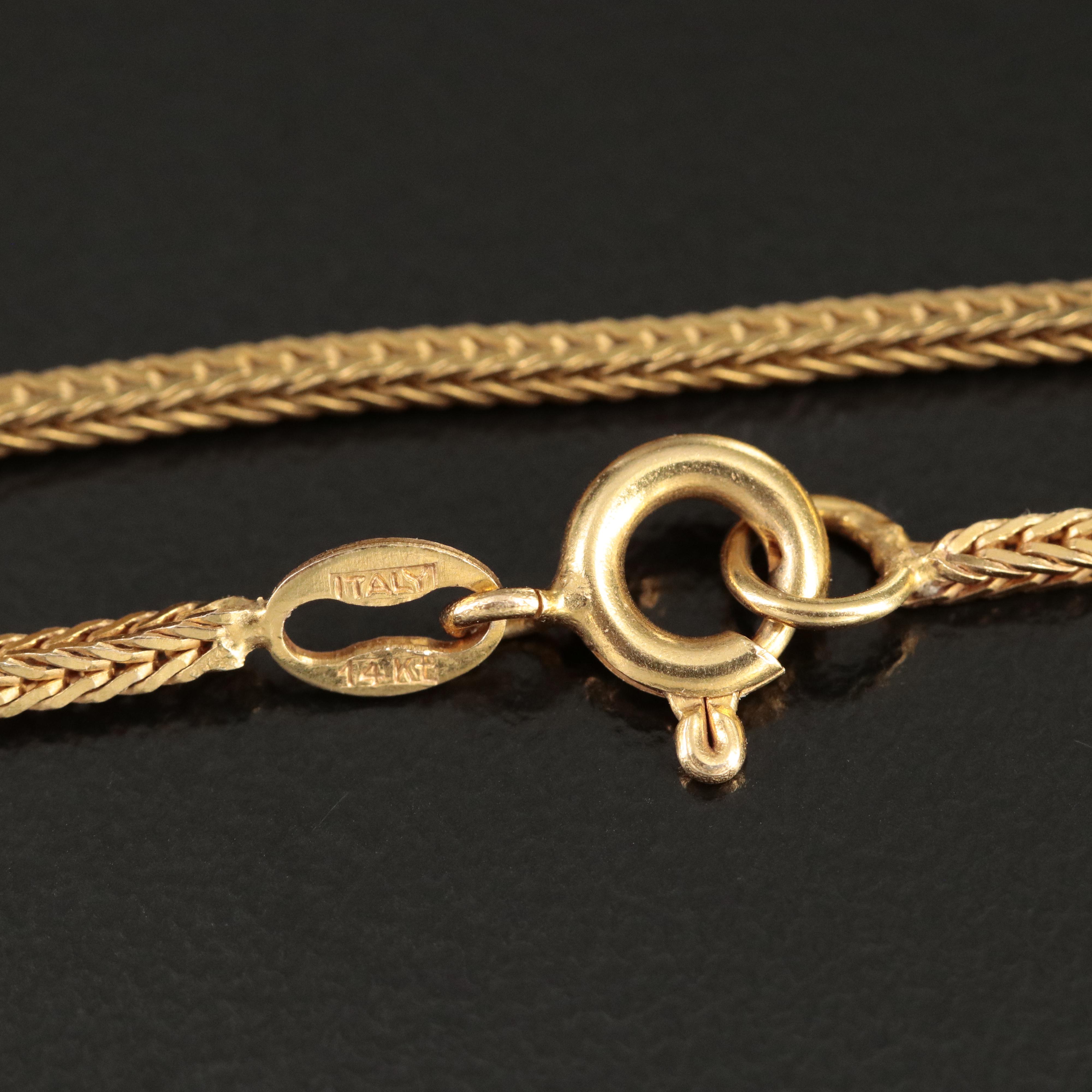 Italian 14K Square Wheat Chain Necklace