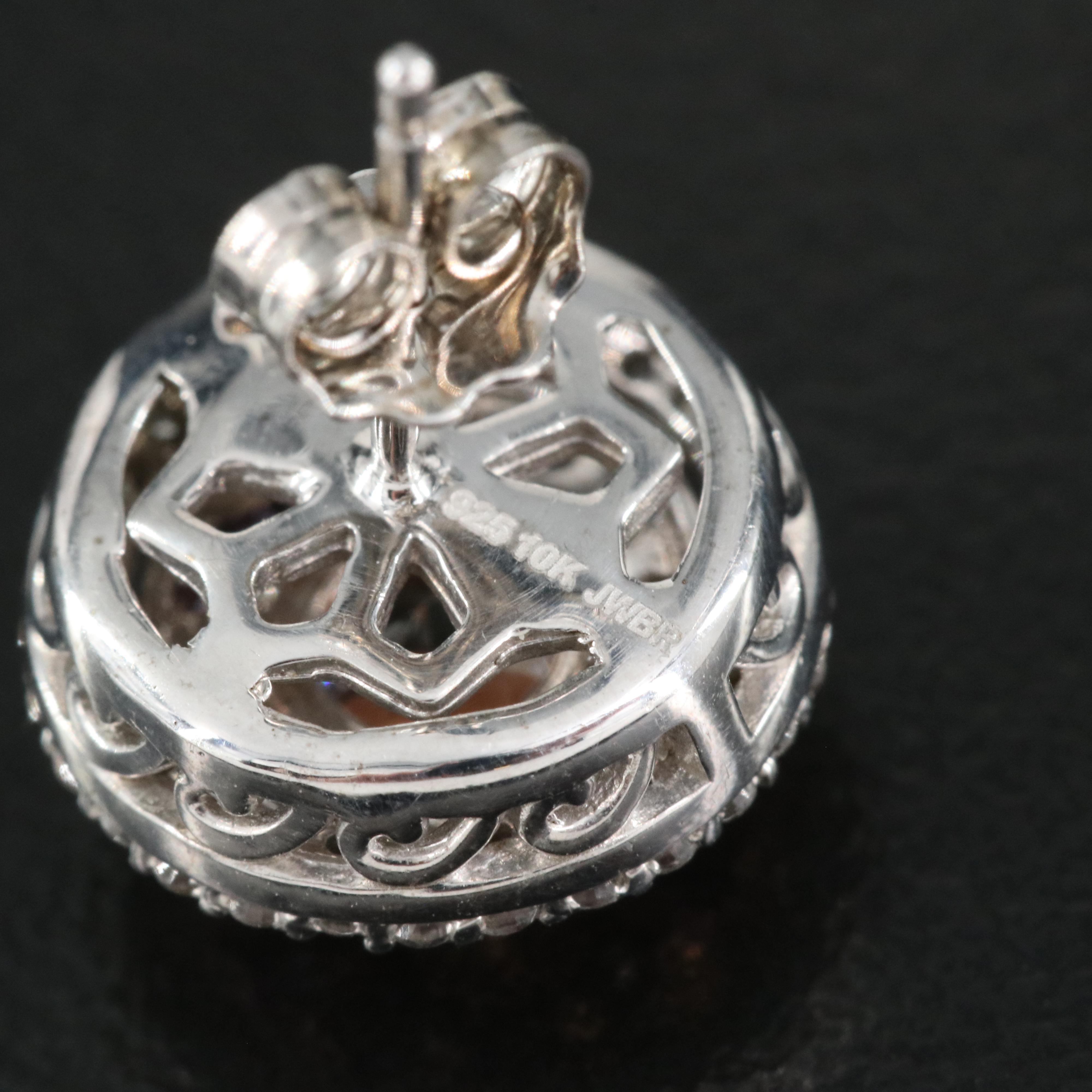 Sterling Sapphire Stud Earrings with 10K Rose Gold Accent