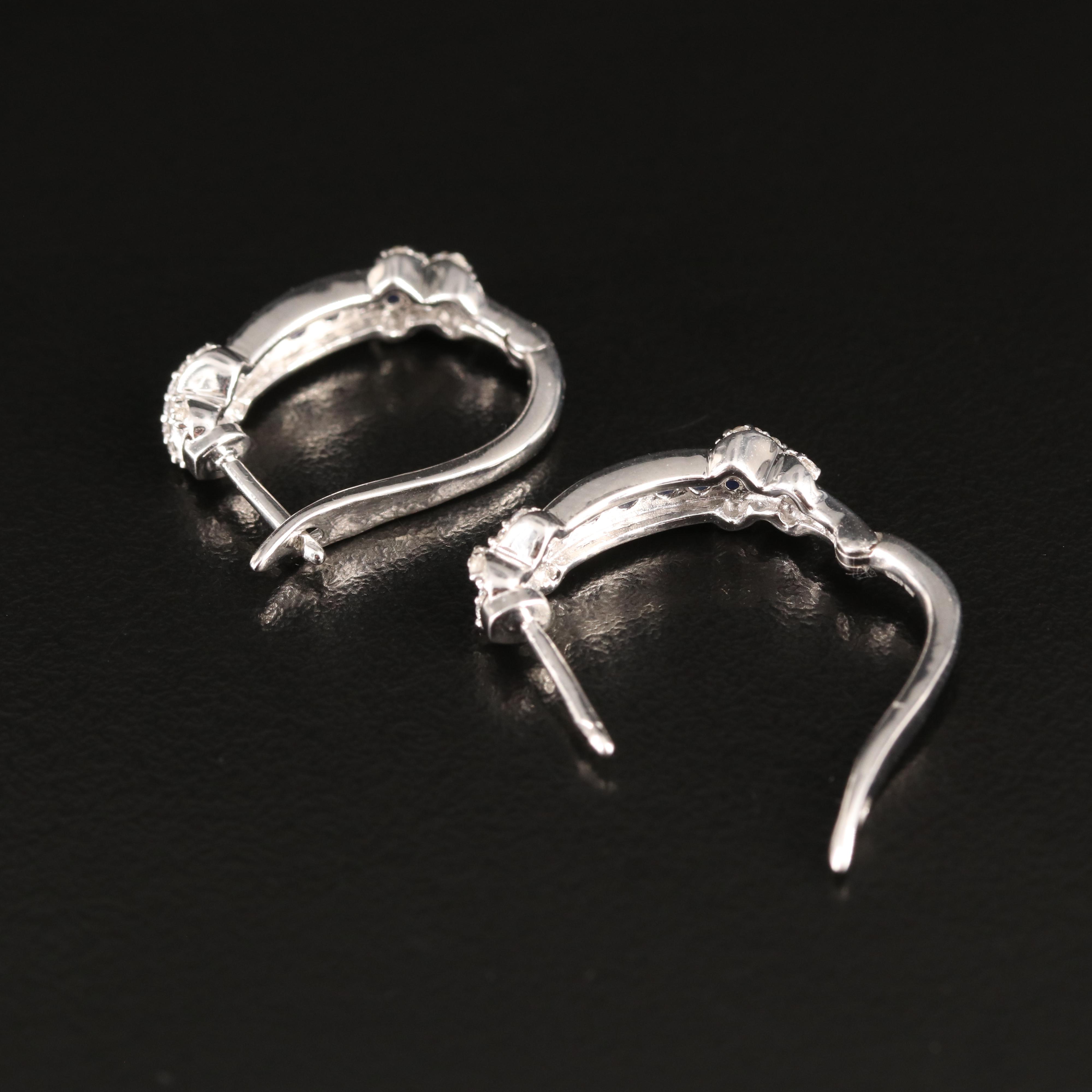 Sterling Sapphire Hinged Hoop Earrings