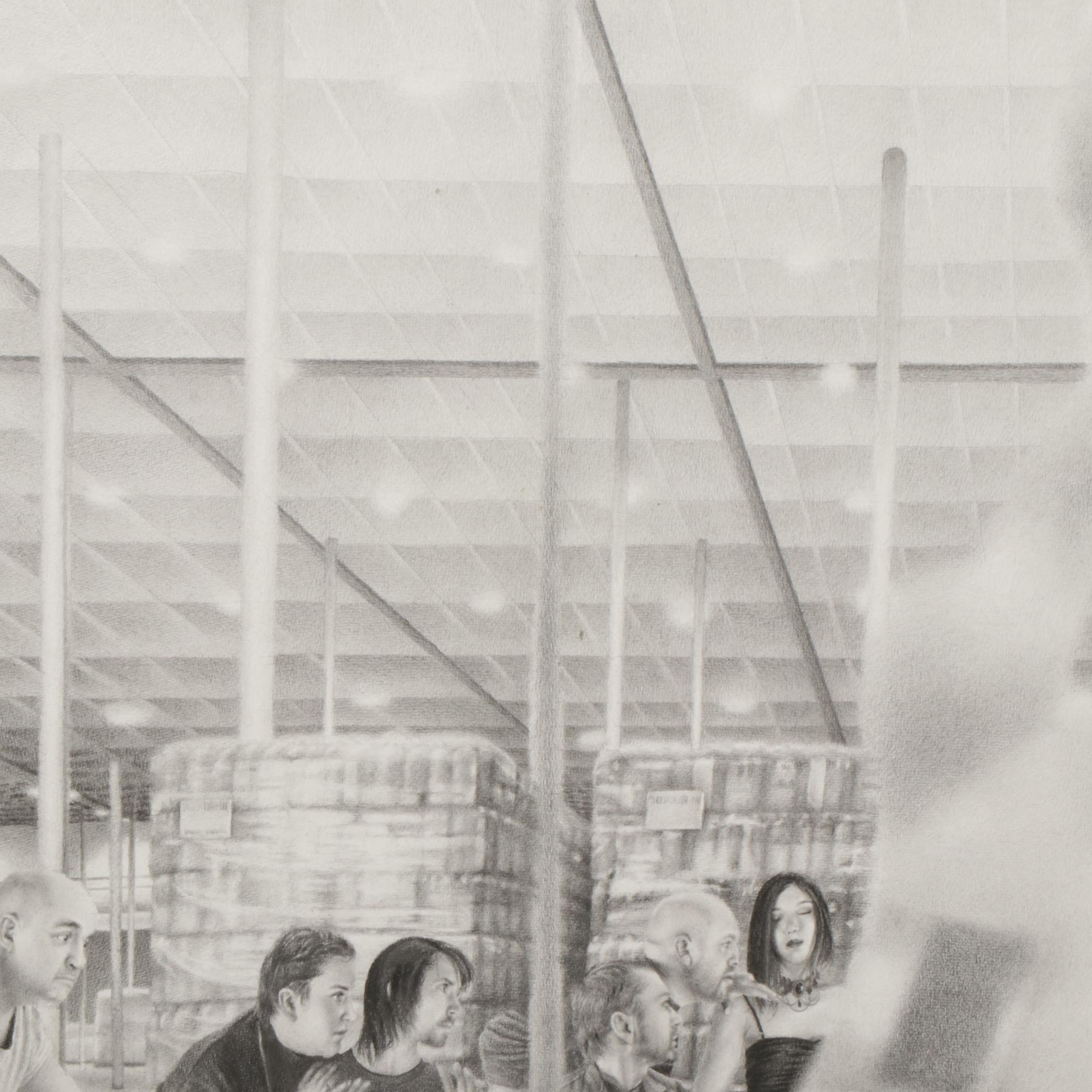 Street Art Charcoal Drawing of "Last Supper" Homage, 2017