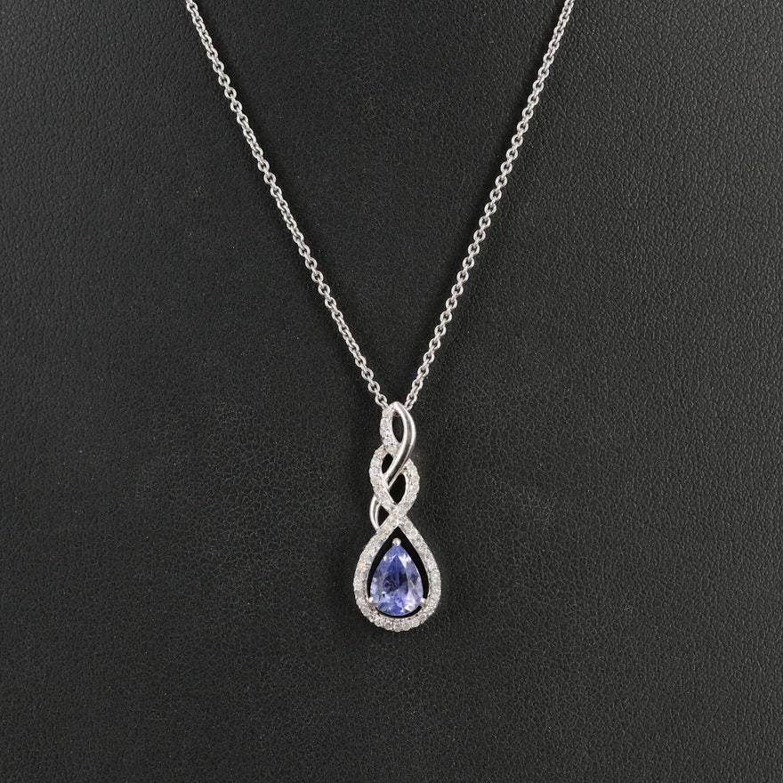 Sterling Tanzanite and Diamond Necklace