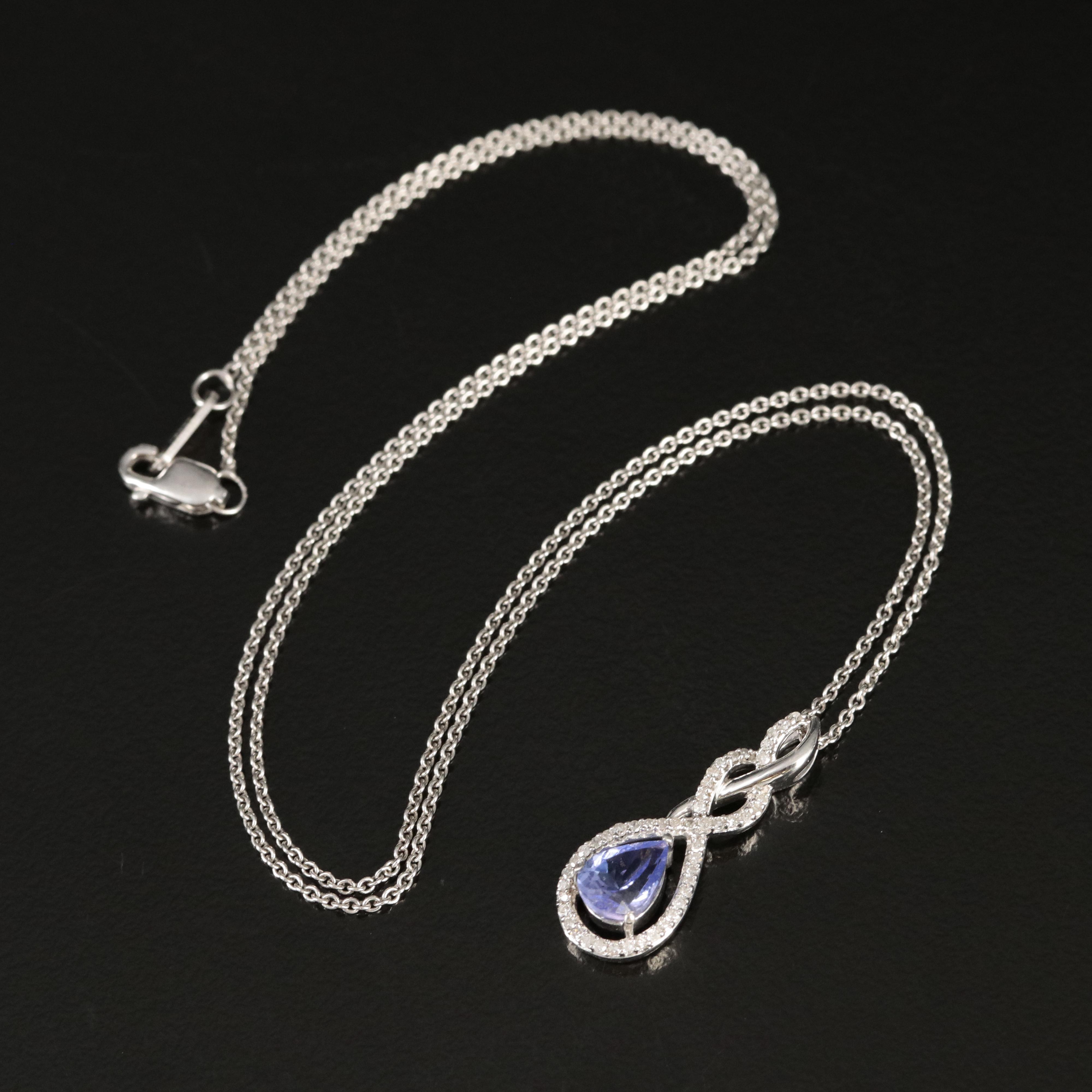 Sterling Tanzanite and Diamond Necklace