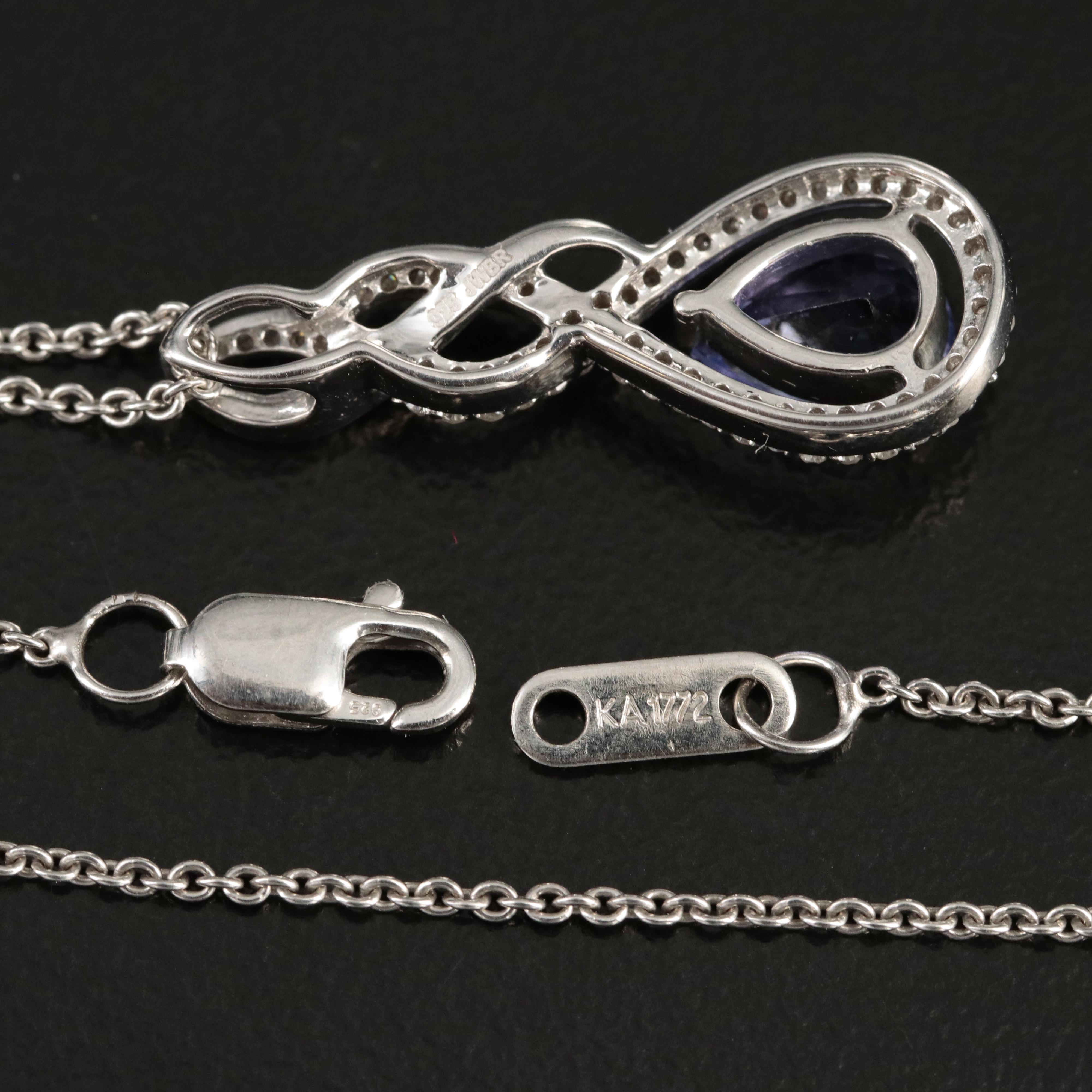 Sterling Tanzanite and Diamond Necklace