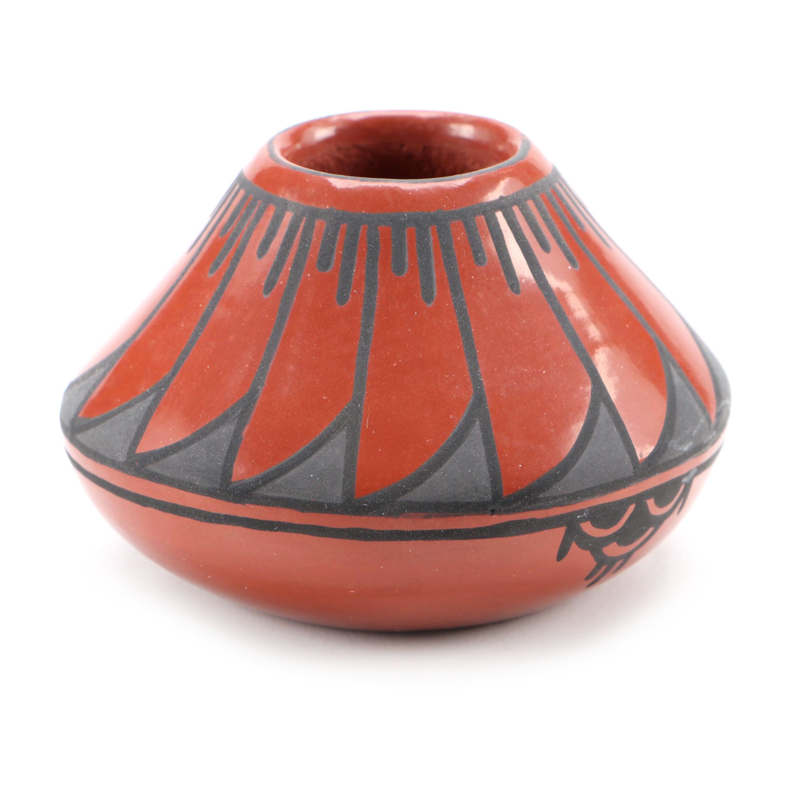 Annette Vigil Signed Santa Clara Pueblo Black on Red Pottery Olla