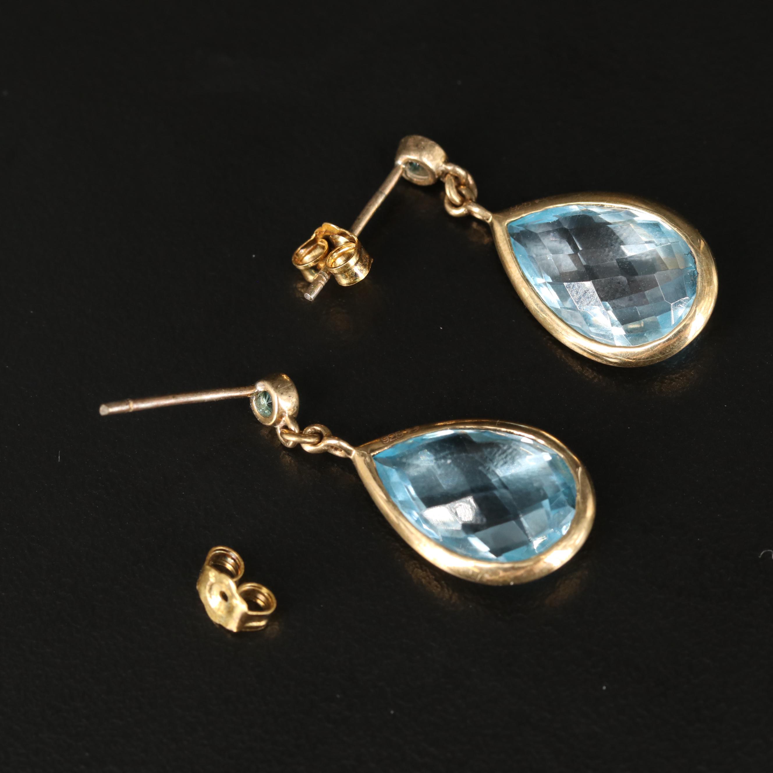 Sterling Silver Sky Blue Topaz and Apatite Earrings
