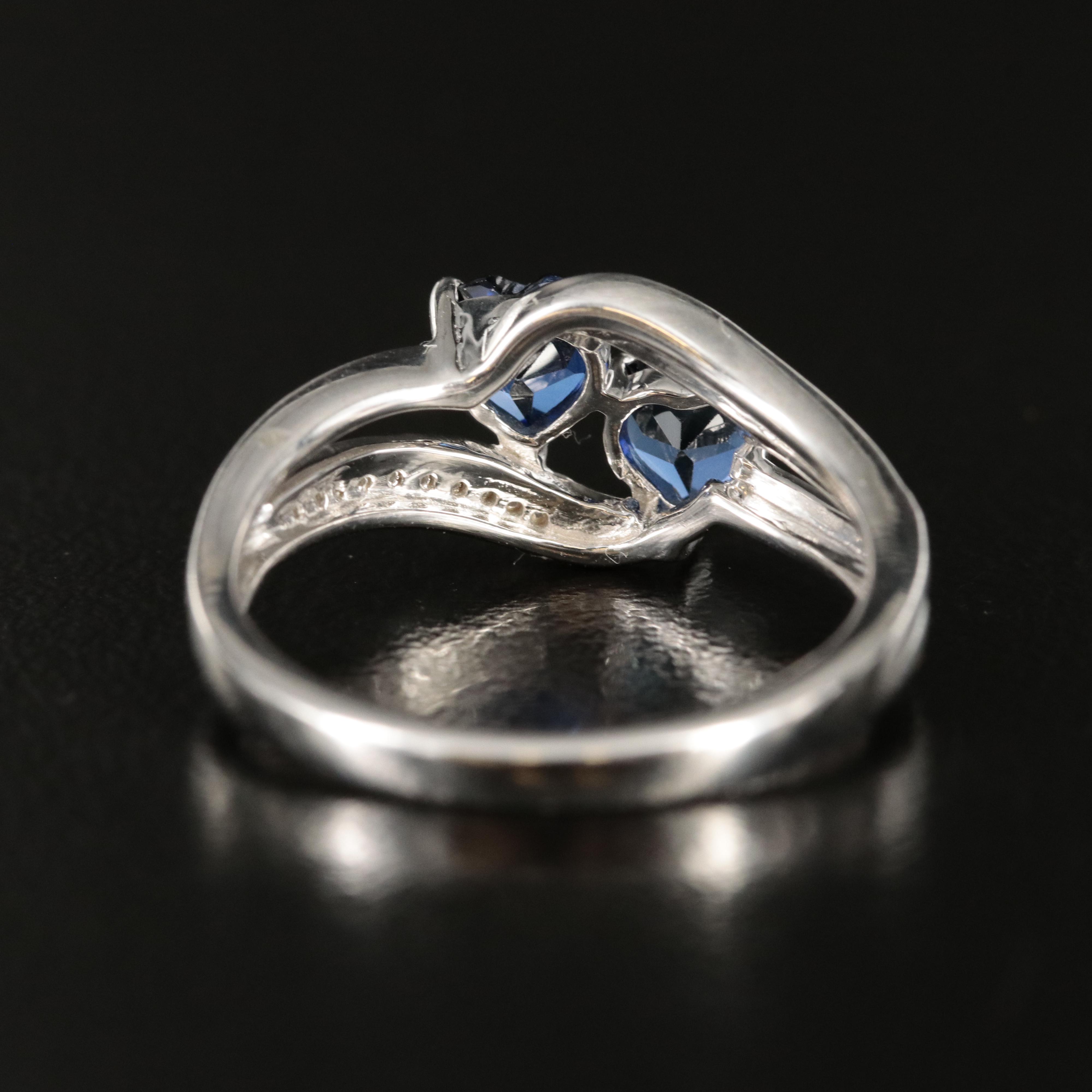 Sterling Sapphire Double Heart Ring