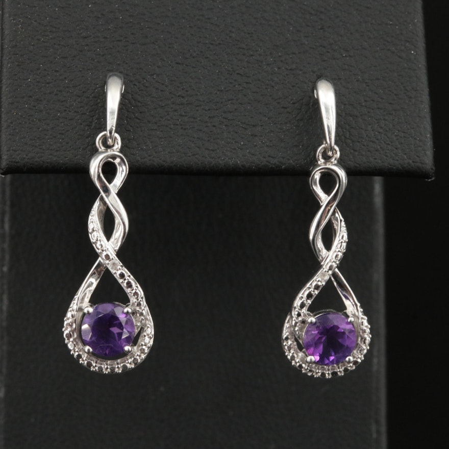 Sterling Amethyst and White Sapphire Earrings