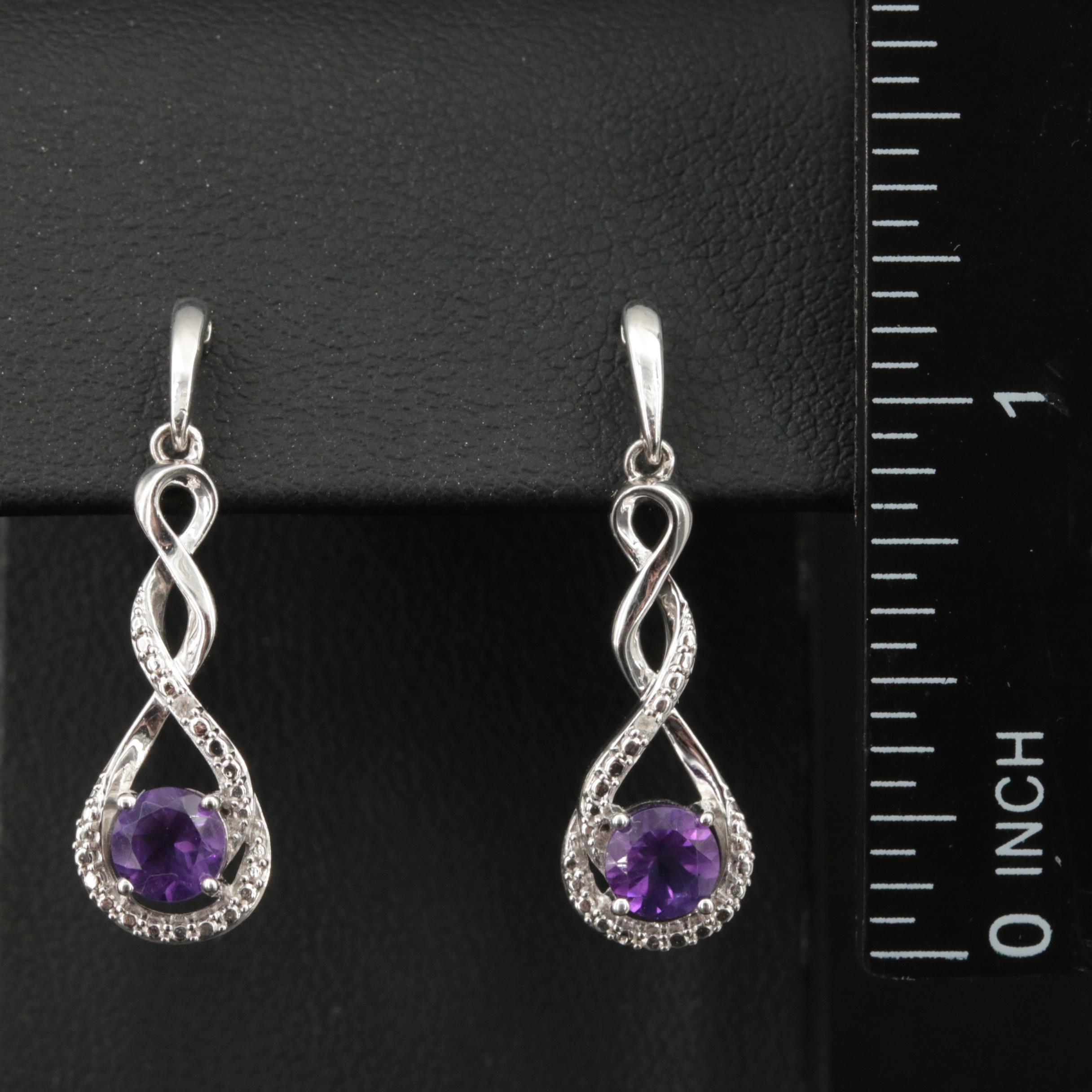 Sterling Amethyst and White Sapphire Earrings