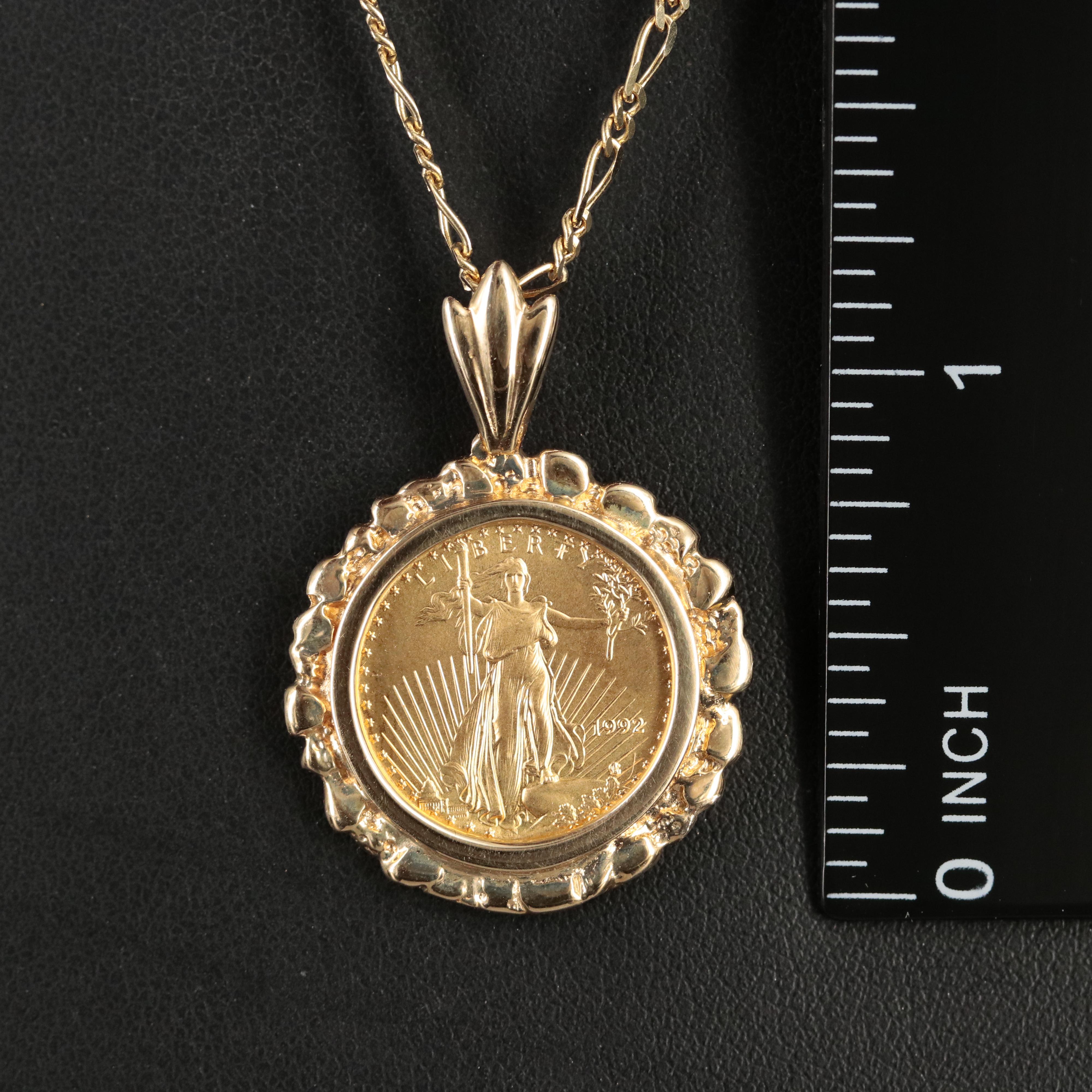 14K Necklace with 1992 $5 Gold Eagle Bullion Coin