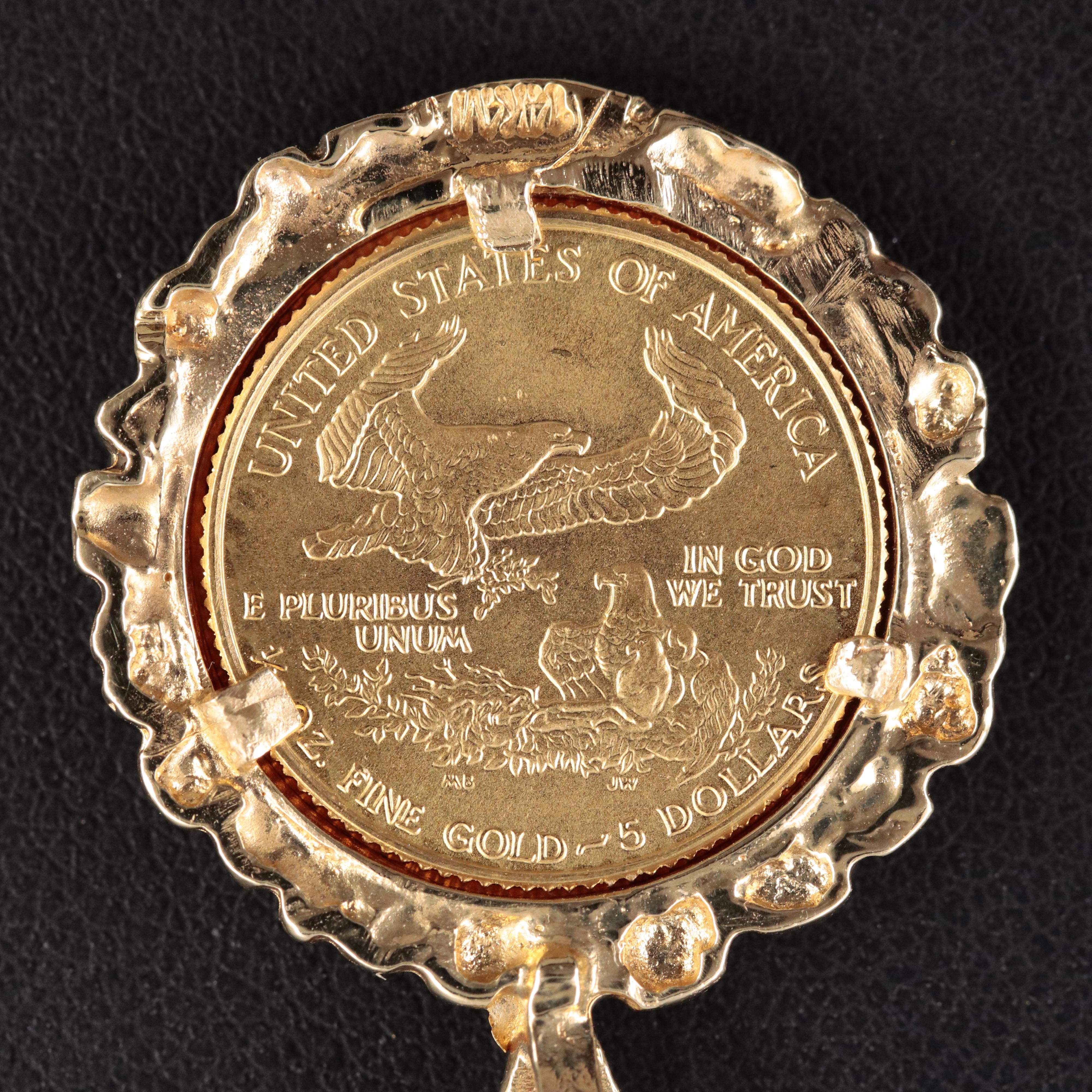 14K Necklace with 1992 $5 Gold Eagle Bullion Coin