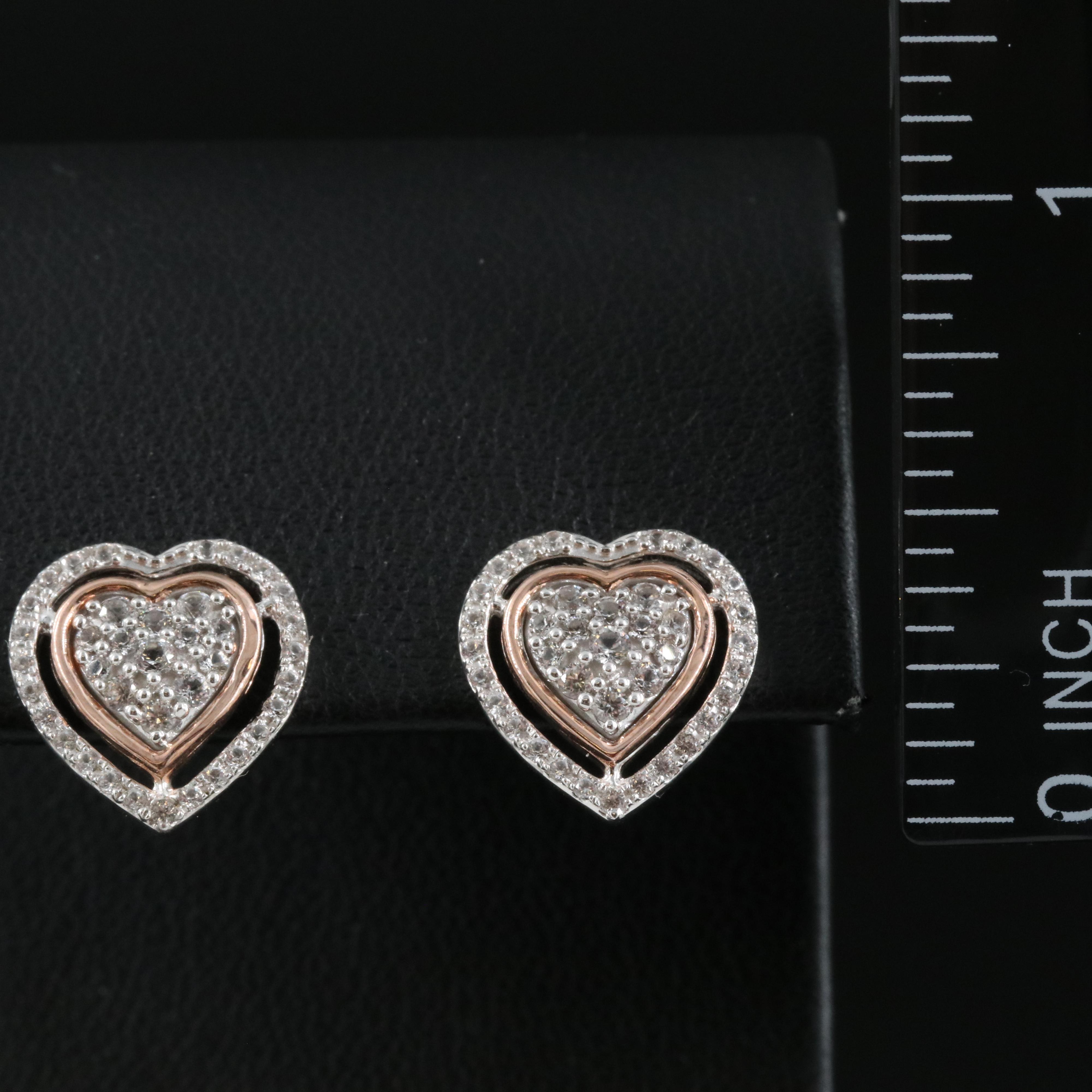 Sterling Sapphire Heart Stud Earrings