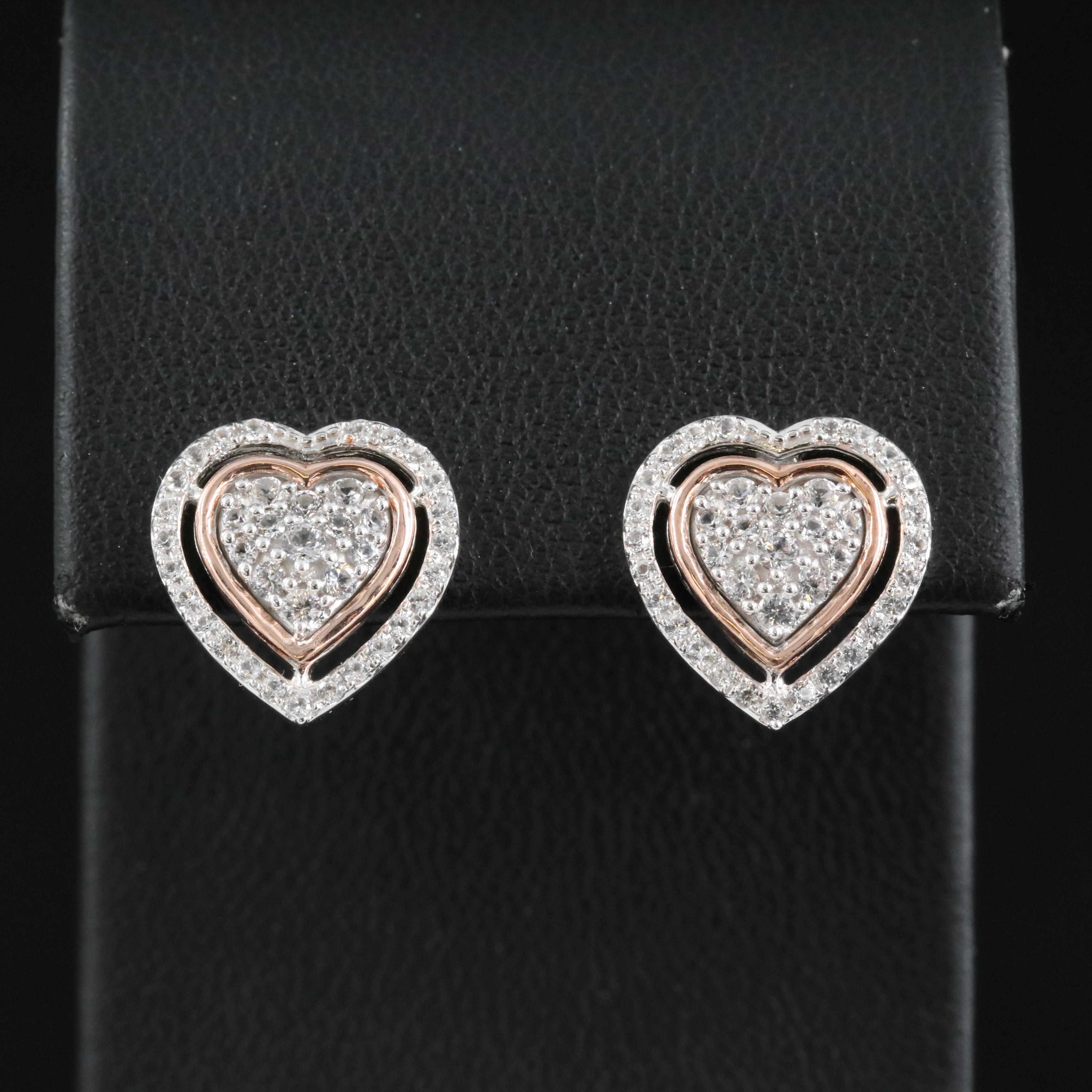 Sterling Sapphire Heart Earrings