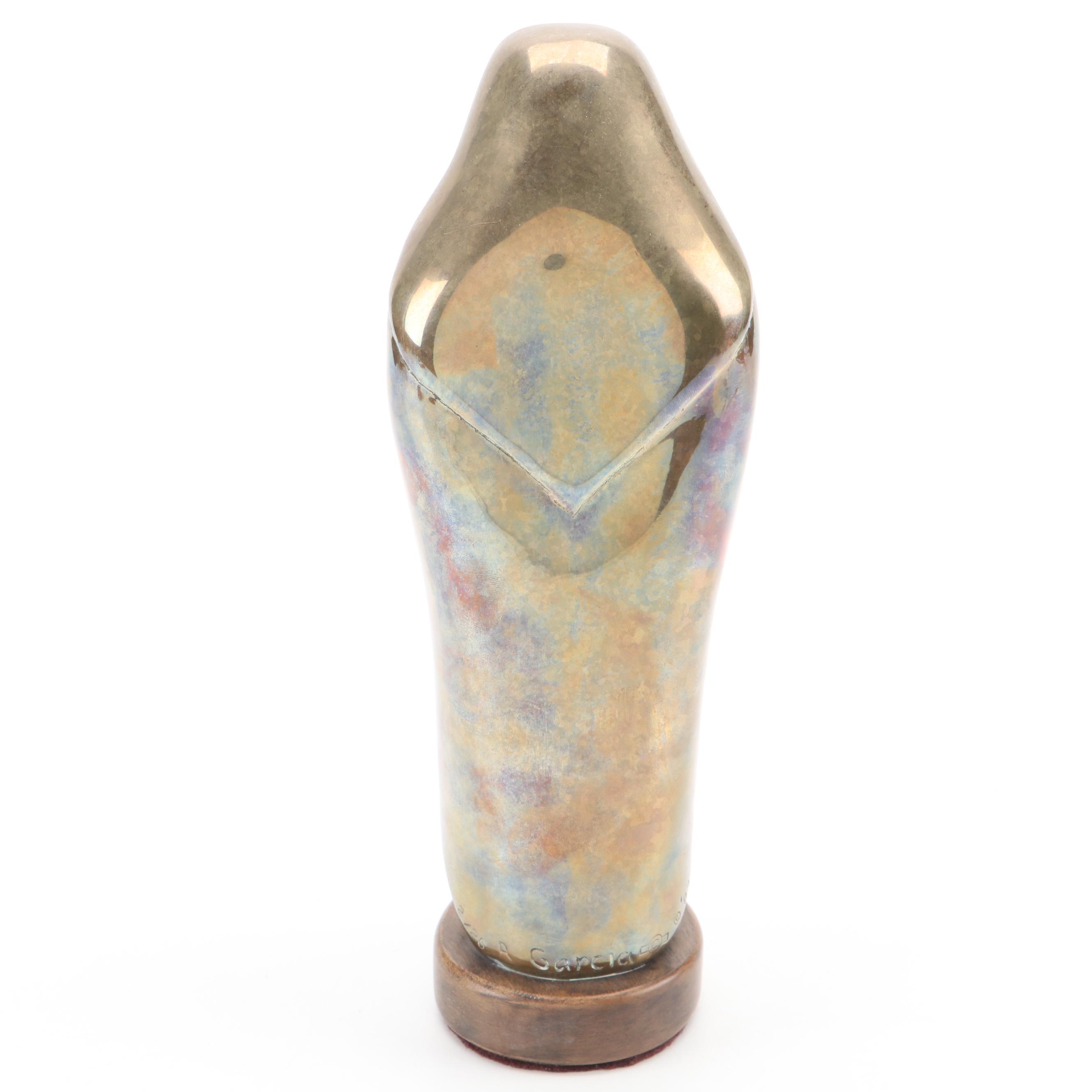 Robert Garcia Brass and Bronze Sculpture of Praying Woman, 1983