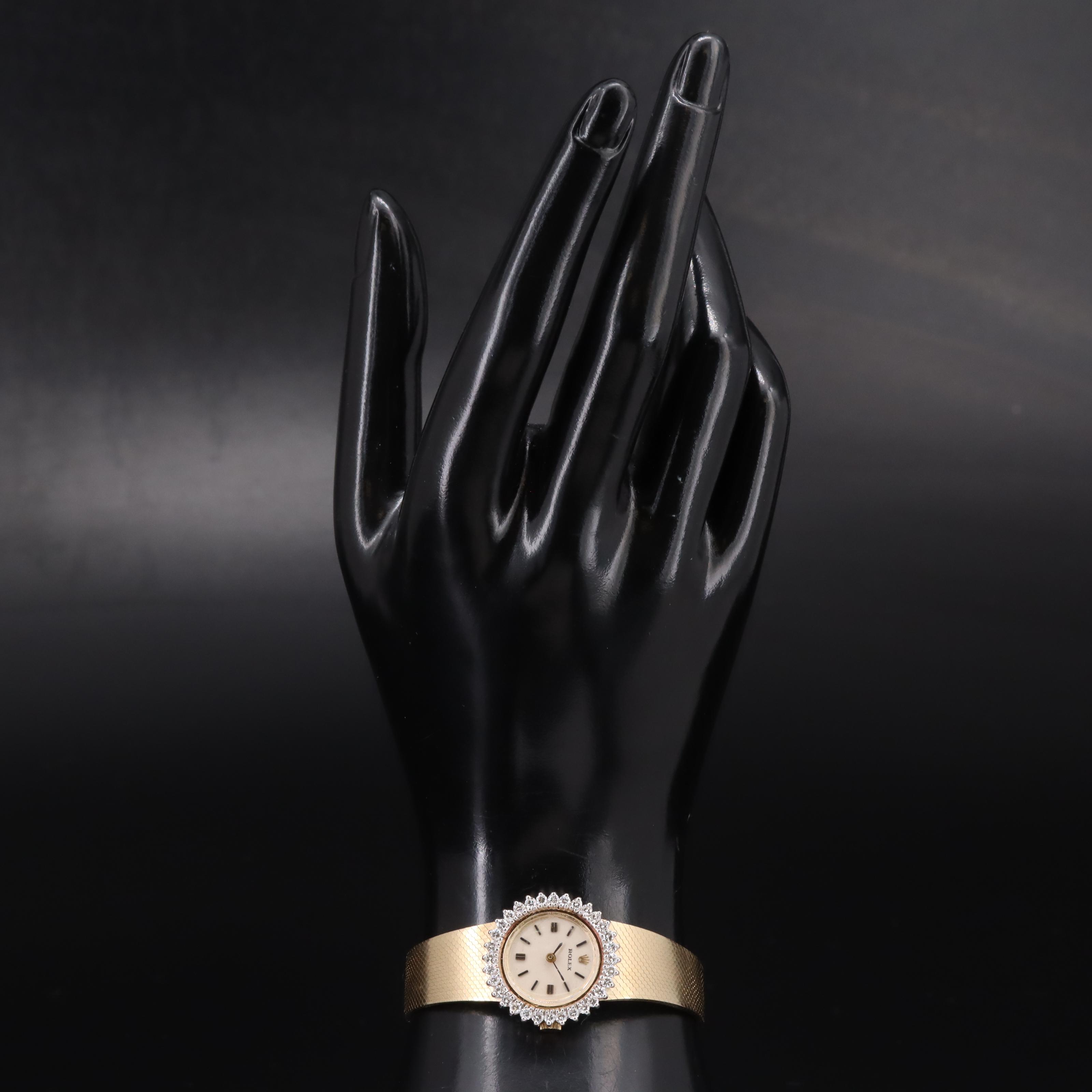 Vintage Rolex "Quartz Retrofit" 14K 1.20 CTW Diamond Bezel Watch