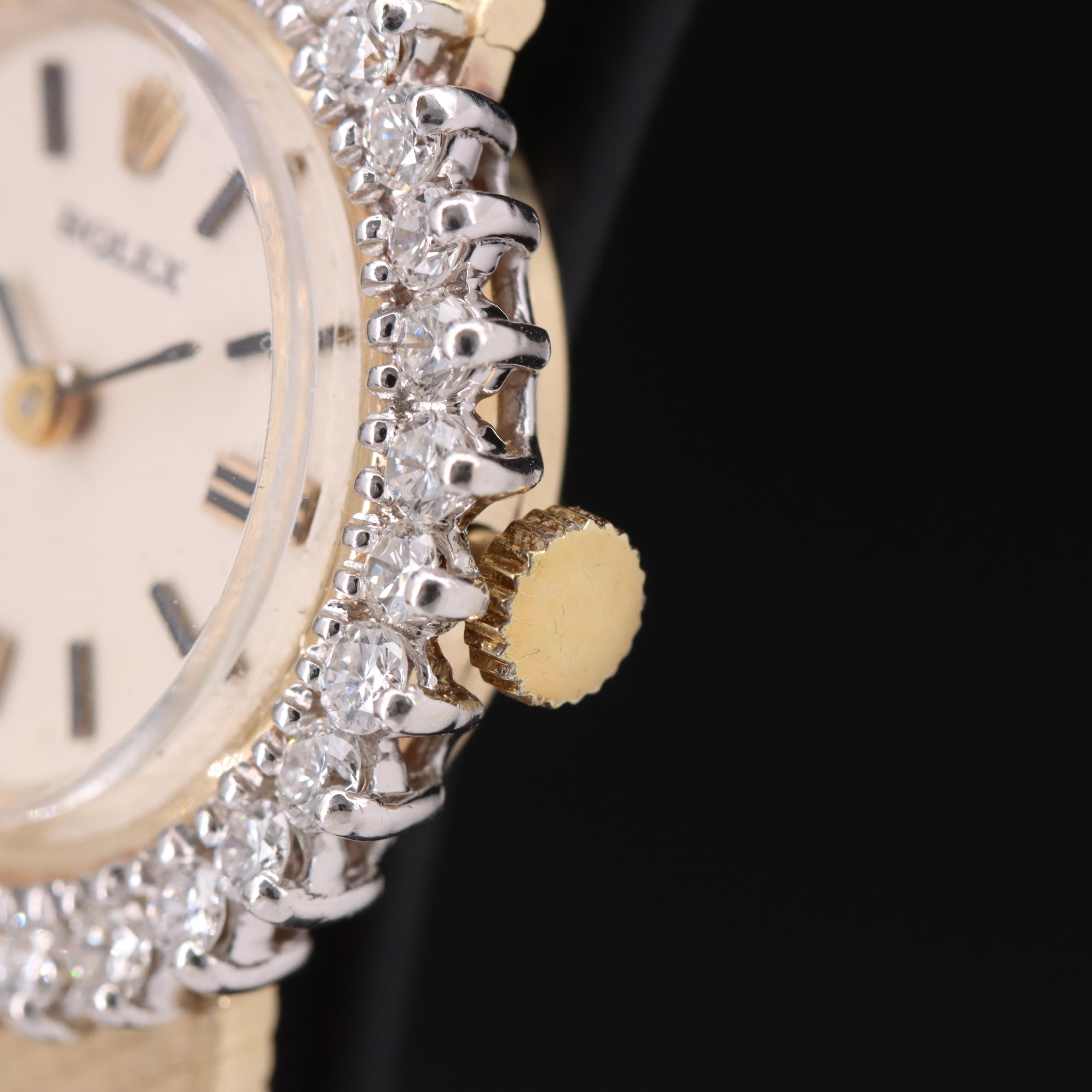 Vintage Rolex "Quartz Retrofit" 14K 1.20 CTW Diamond Bezel Watch