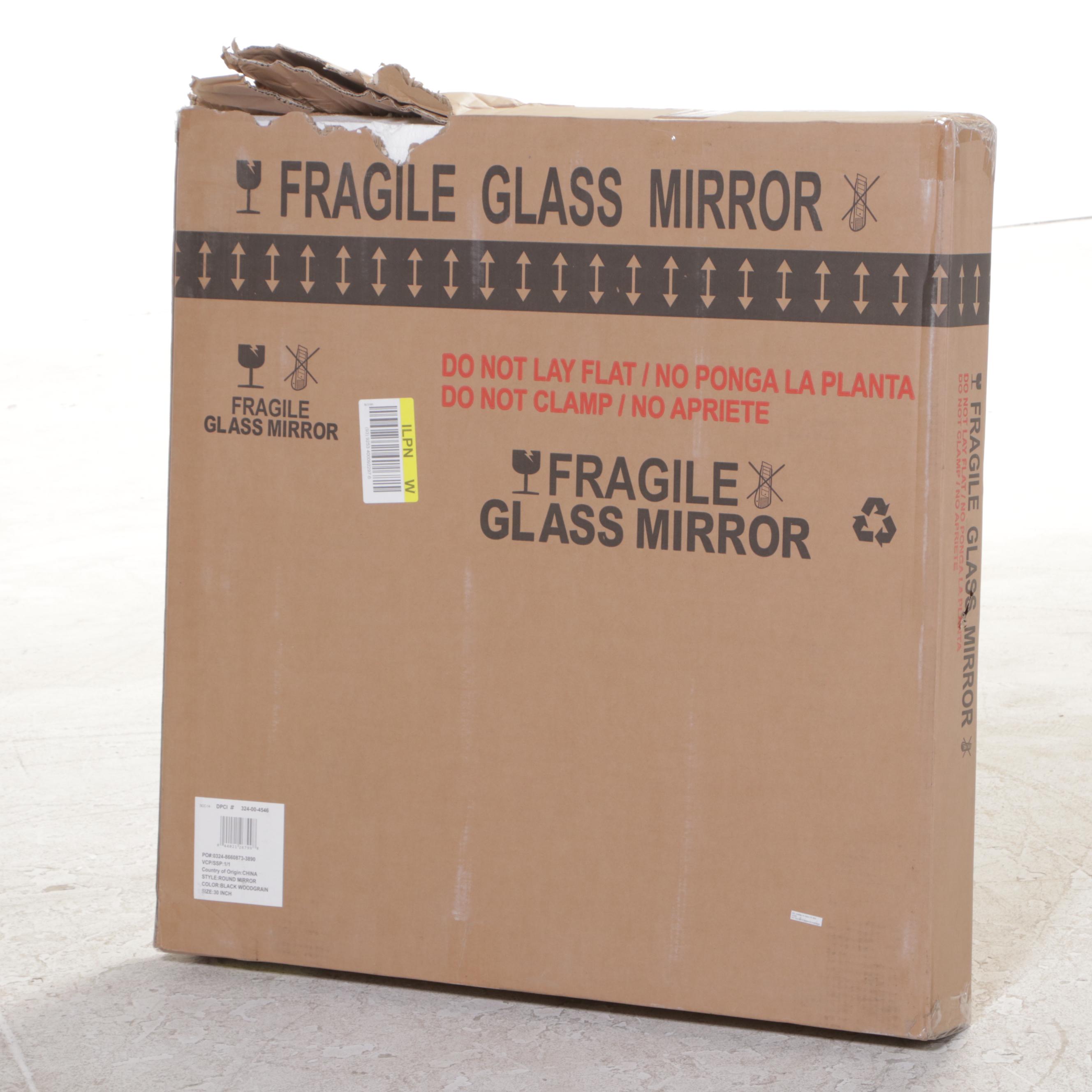 Hearth & Hand with Magnolia Black Wood Grain Round Wall Mirror