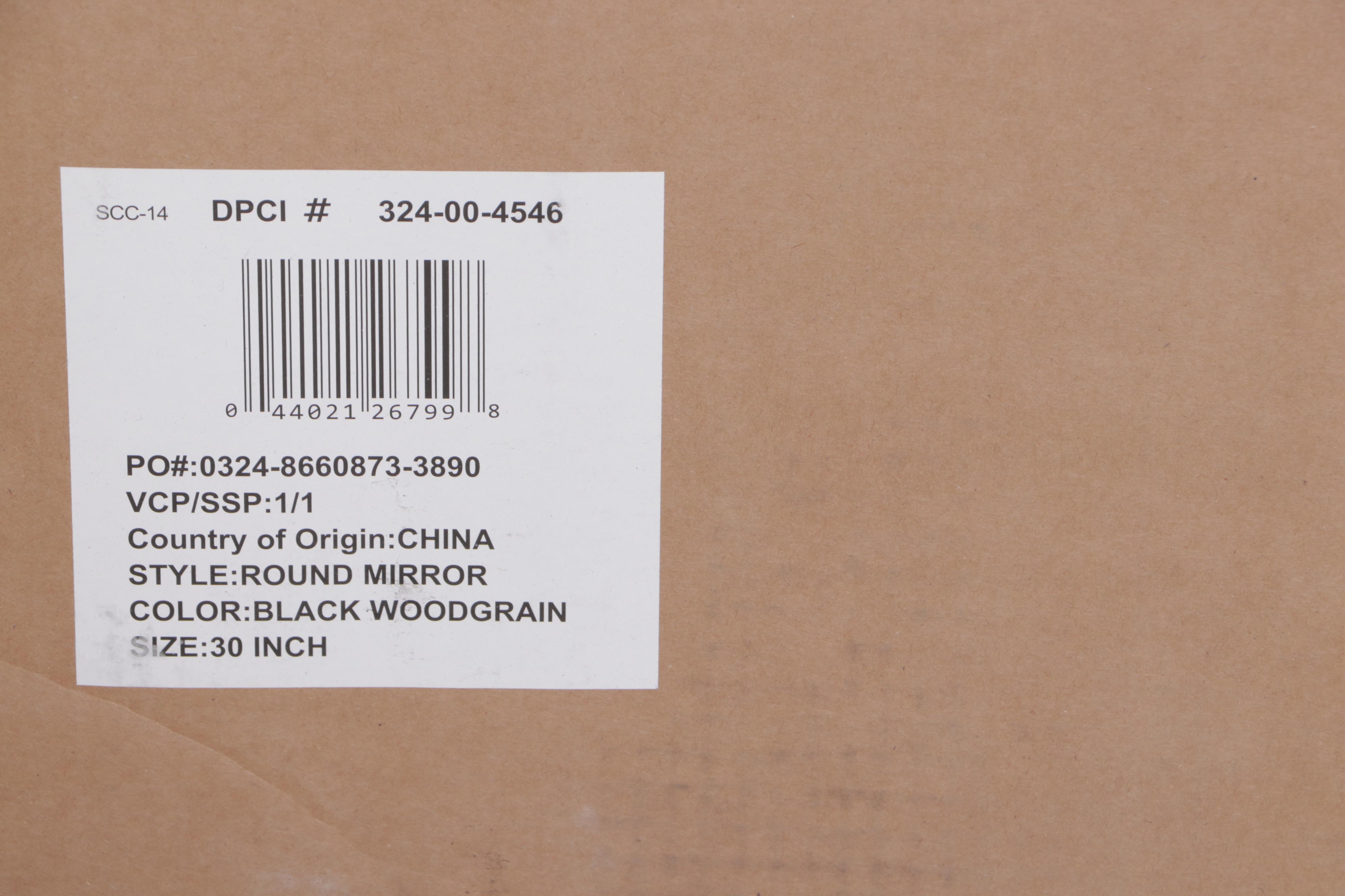 Hearth & Hand with Magnolia Black Wood Grain Round Wall Mirror