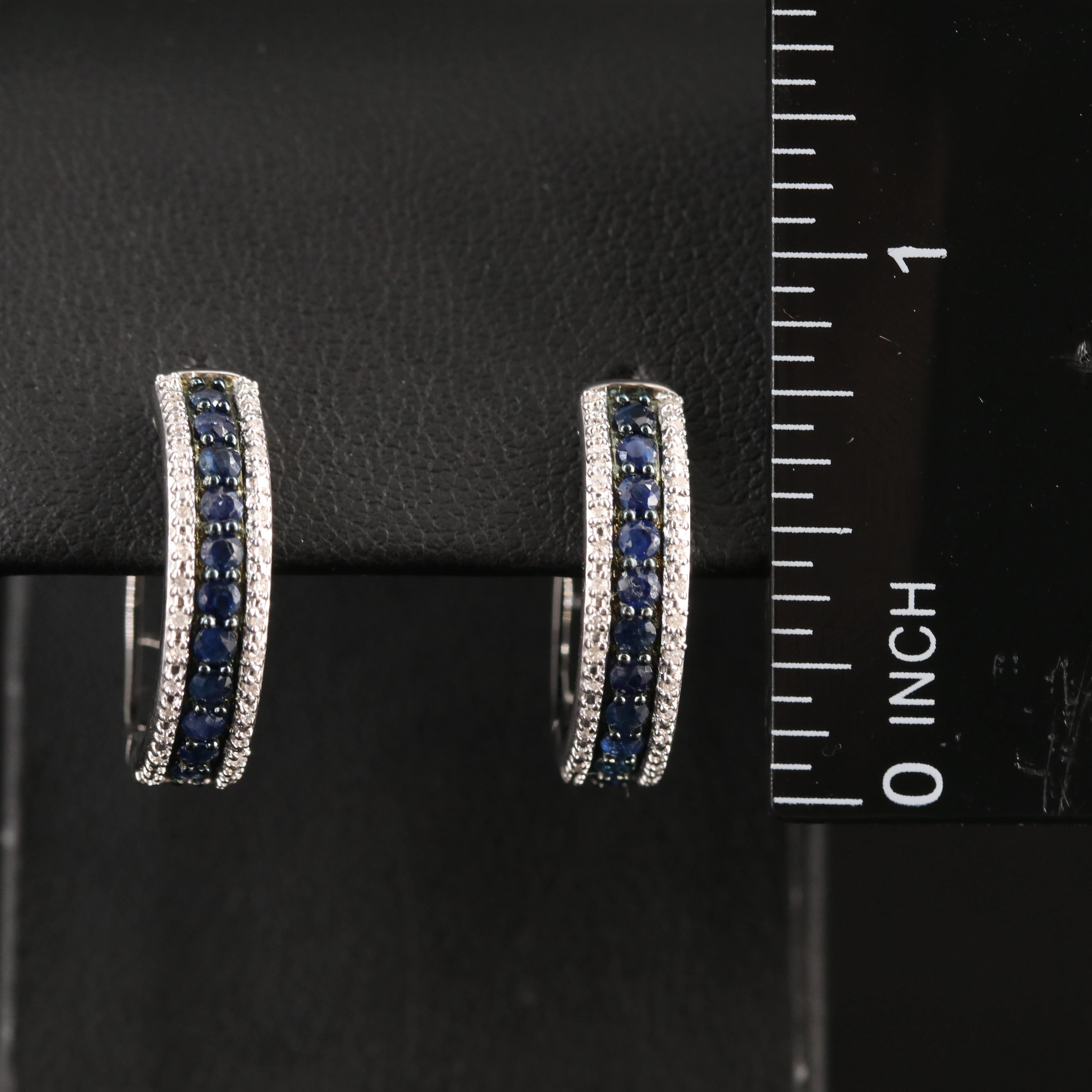 Sterling Sapphire and Diamond Earrings