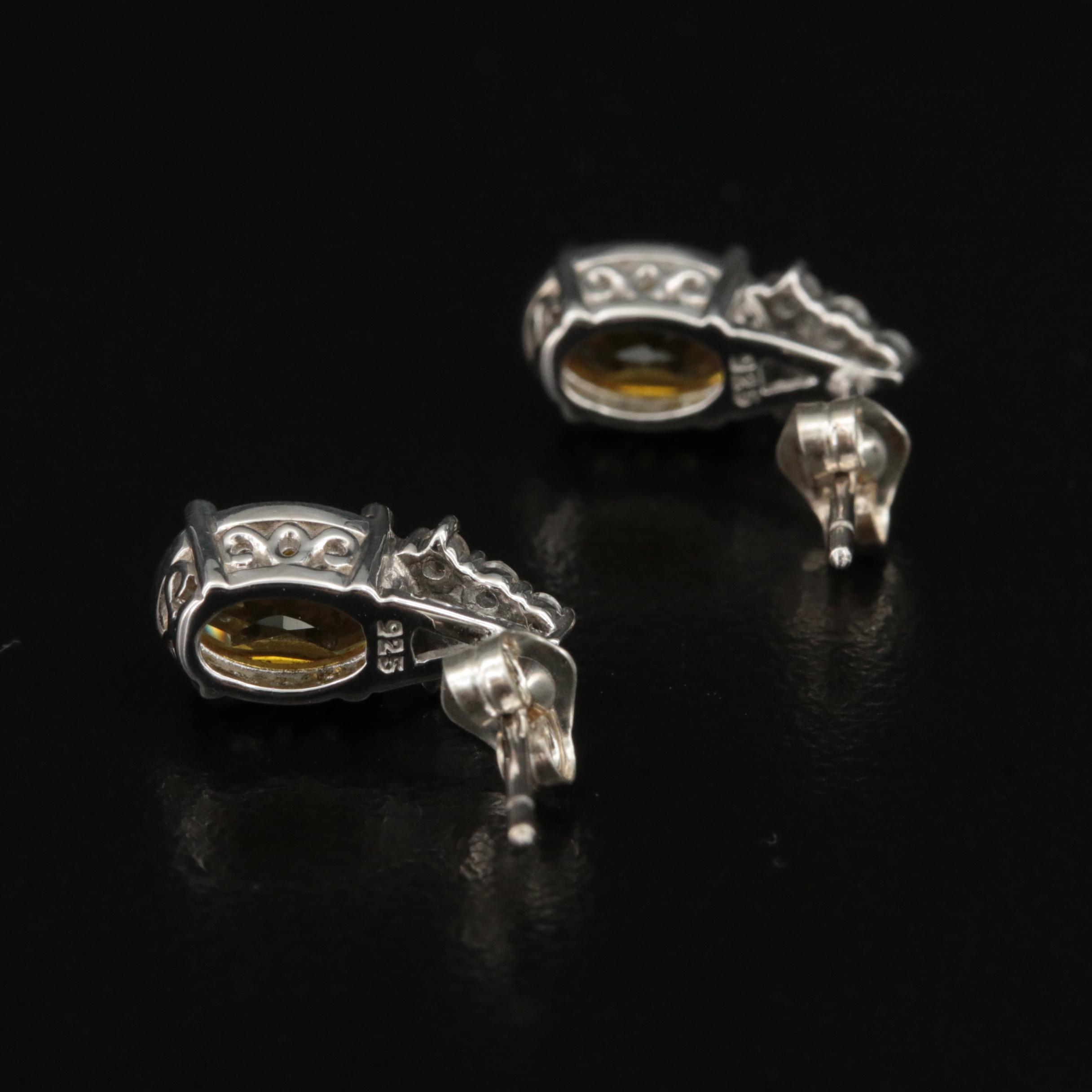 Sterling Sapphire and White Topaz Earrings